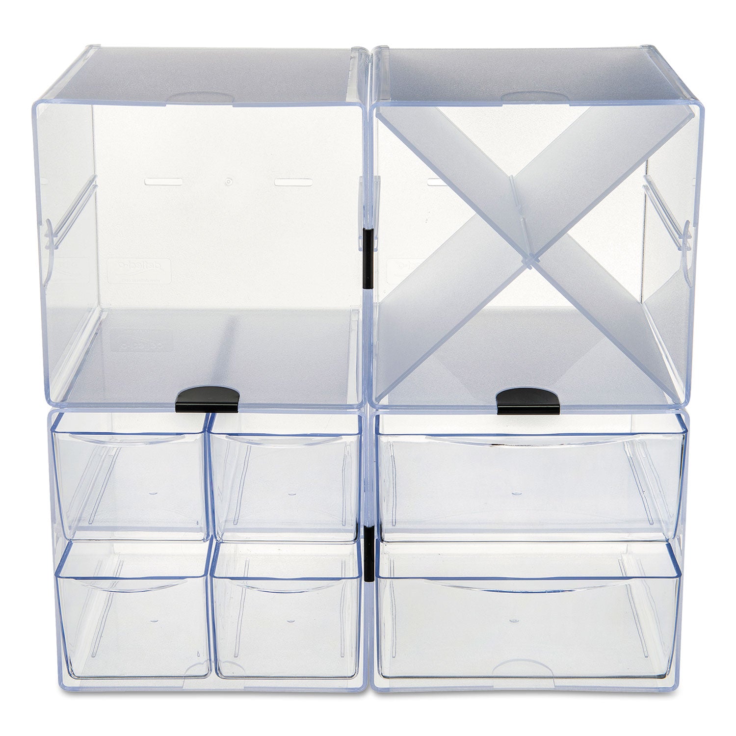 Deflecto Stackable Cube Organizer - 4 Compartment(s) - 6" Height x 6" Width x 7.25" Depth - Desktop - Stackable - Clear - Plastic - 1 Each
