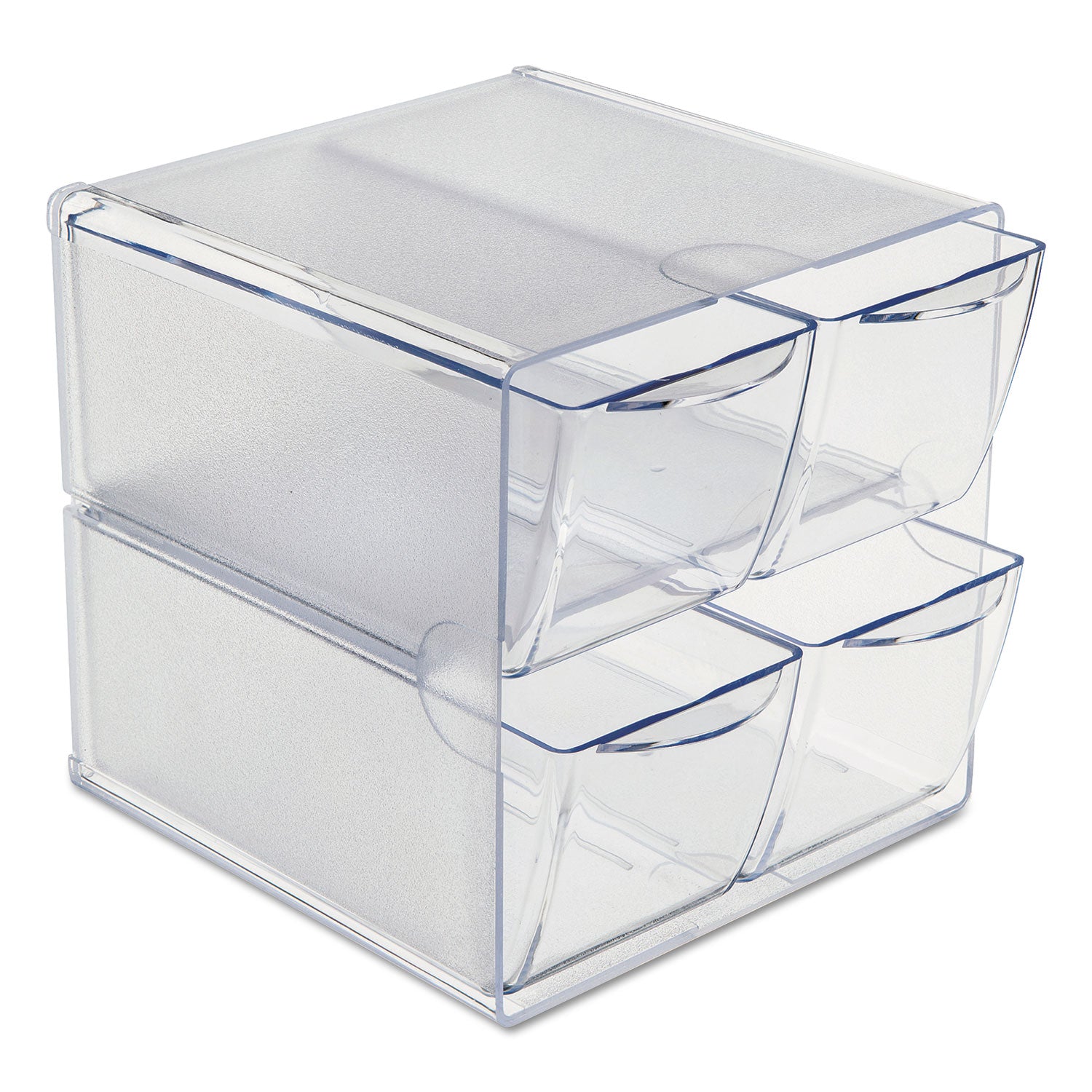 Deflecto Stackable Cube Organizer - 4 Drawer(s) - 6" Height x 6" Width x 7.25" Depth - Desktop - Stackable - Clear - Plastic - 1 Each