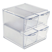 Deflecto Stackable Cube Organizer - 4 Drawer(s) - 6" Height x 6" Width x 7.25" Depth - Desktop - Stackable - Clear - Plastic - 1 Each