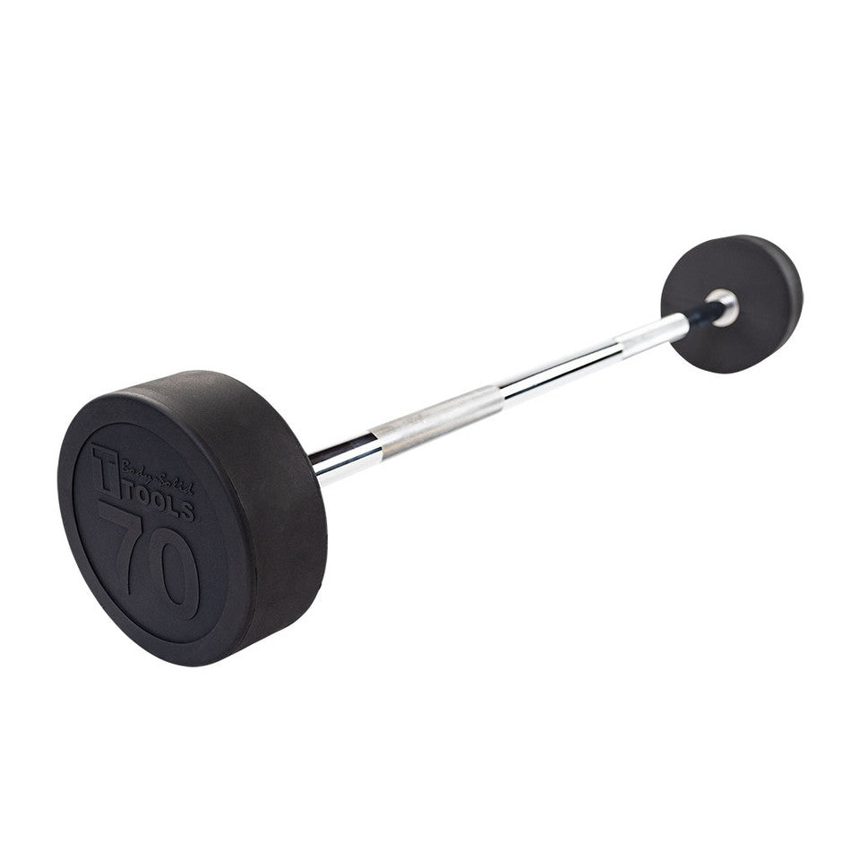 Rubber Coated Fixed Straight Barbell, 70Lb