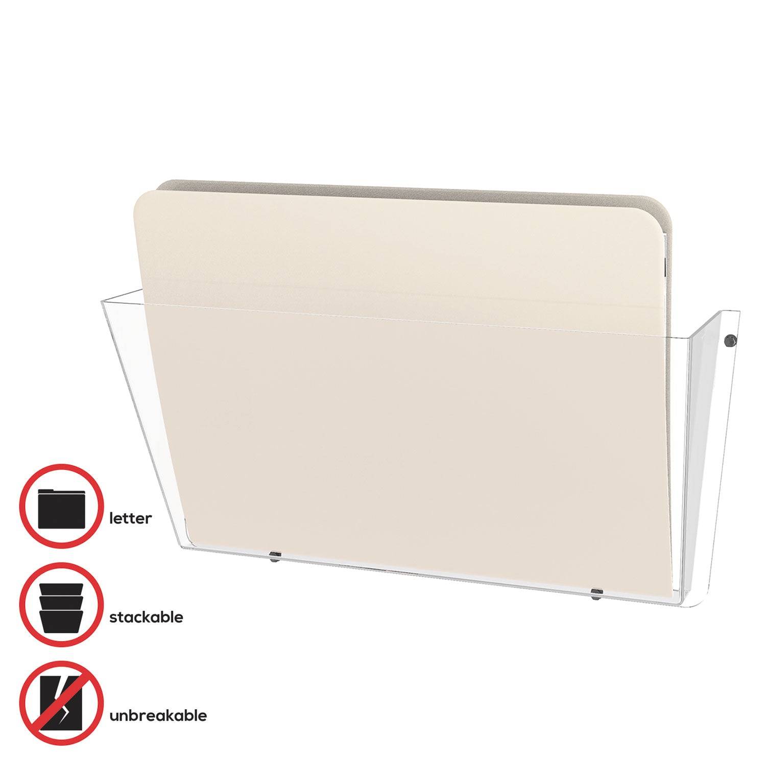Deflecto Unbreakable DocuPocket - 1 Pocket(s) - 1 Compartment(s) - 6.50" Height x 14.50" Width x 3" Depth - Unbreakable - Clear - Plastic - 1 Each
