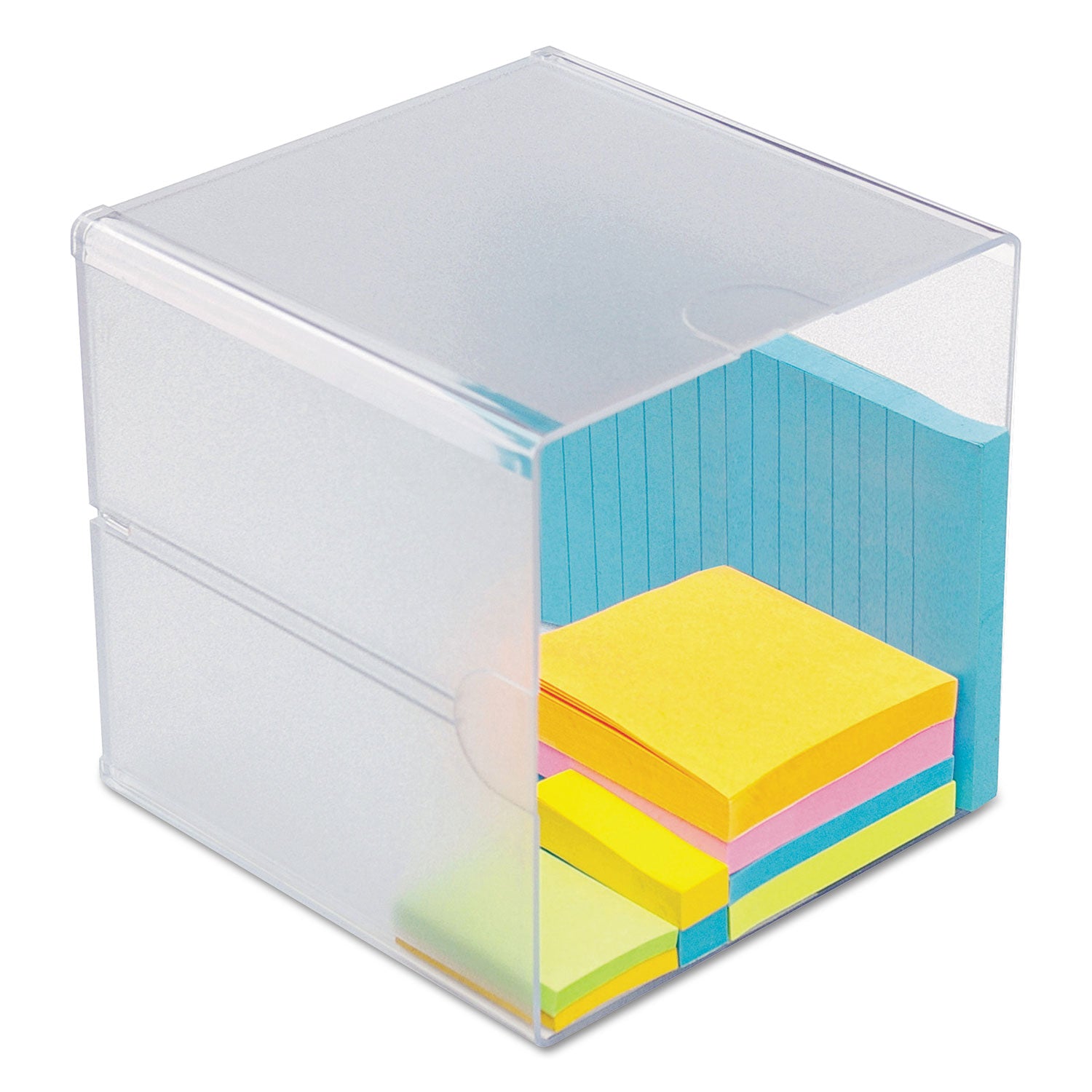 Deflecto Stackable Cube Organizer - 1 Compartment(s) - 6" Height x 6" Width x 6" Depth - Desktop - Stackable - Clear - Plastic - 1 Each