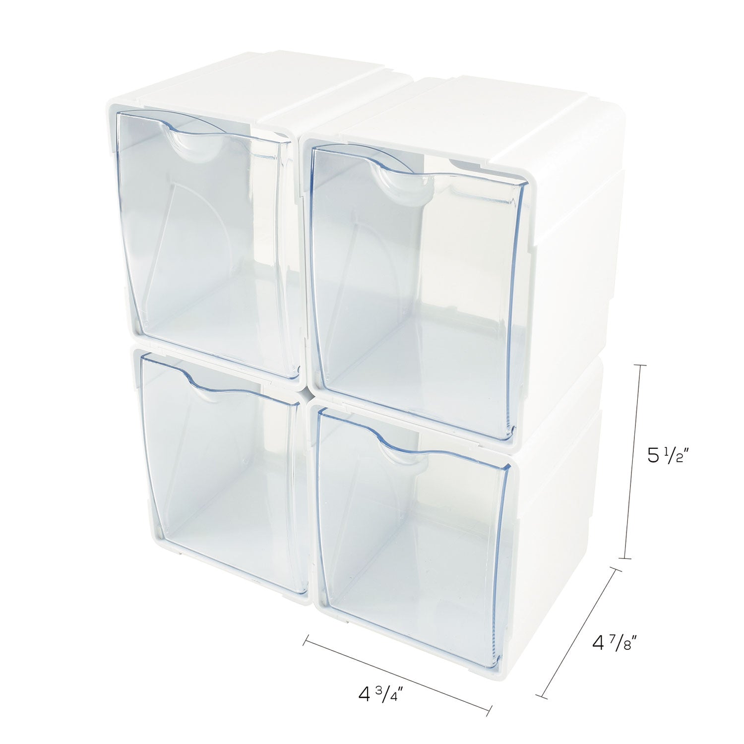 5.50" Height x 5.25" Width x 4.75" Depth - Desktop - Interlockable, Stackable - White - 4 / Box
