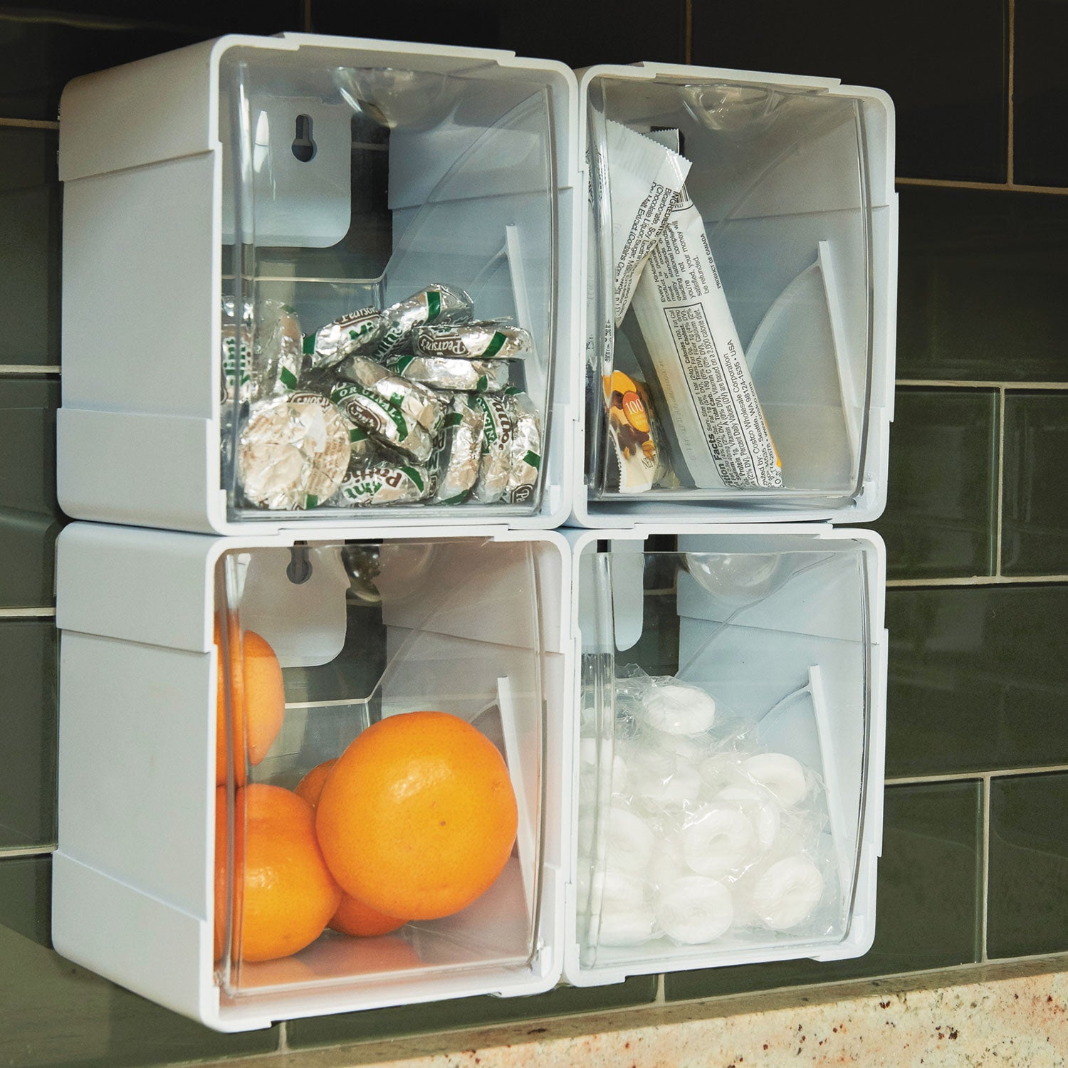 5.50" Height x 5.25" Width x 4.75" Depth - Desktop - Interlockable, Stackable - White - 4 / Box