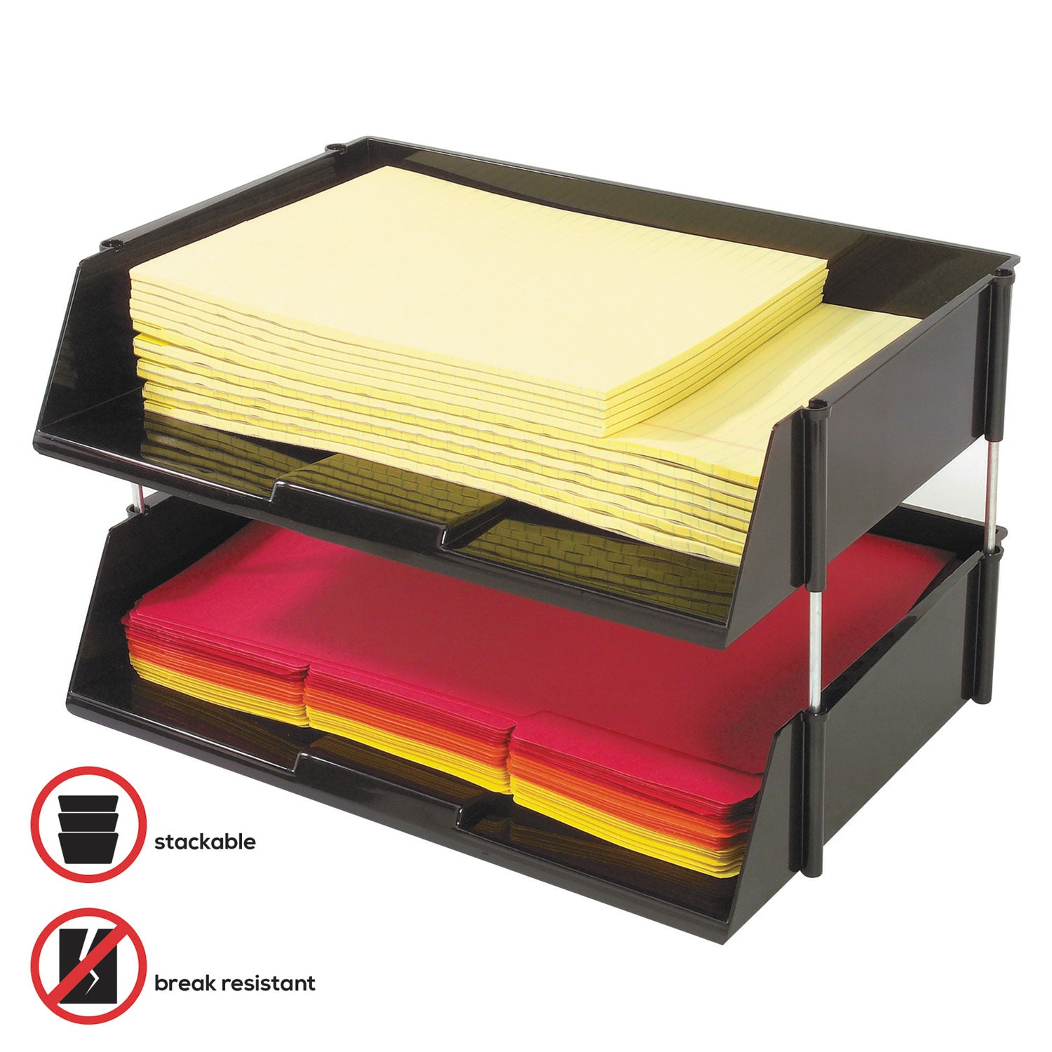 1500 x Sheet - 2 Tier(s) - 3.50" Height x 16.50" Width x 11.81" Depth - Black - Plastic - 2 / Set