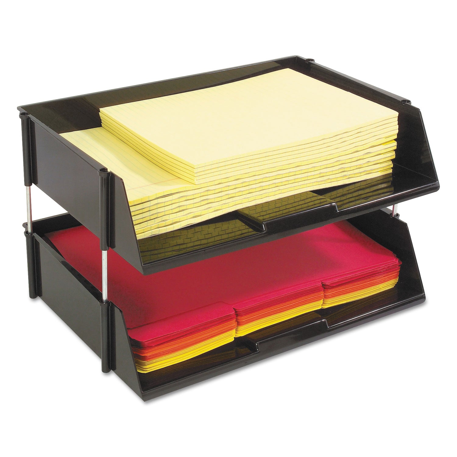 1500 x Sheet - 2 Tier(s) - 3.50" Height x 16.50" Width x 11.81" Depth - Black - Plastic - 2 / Set