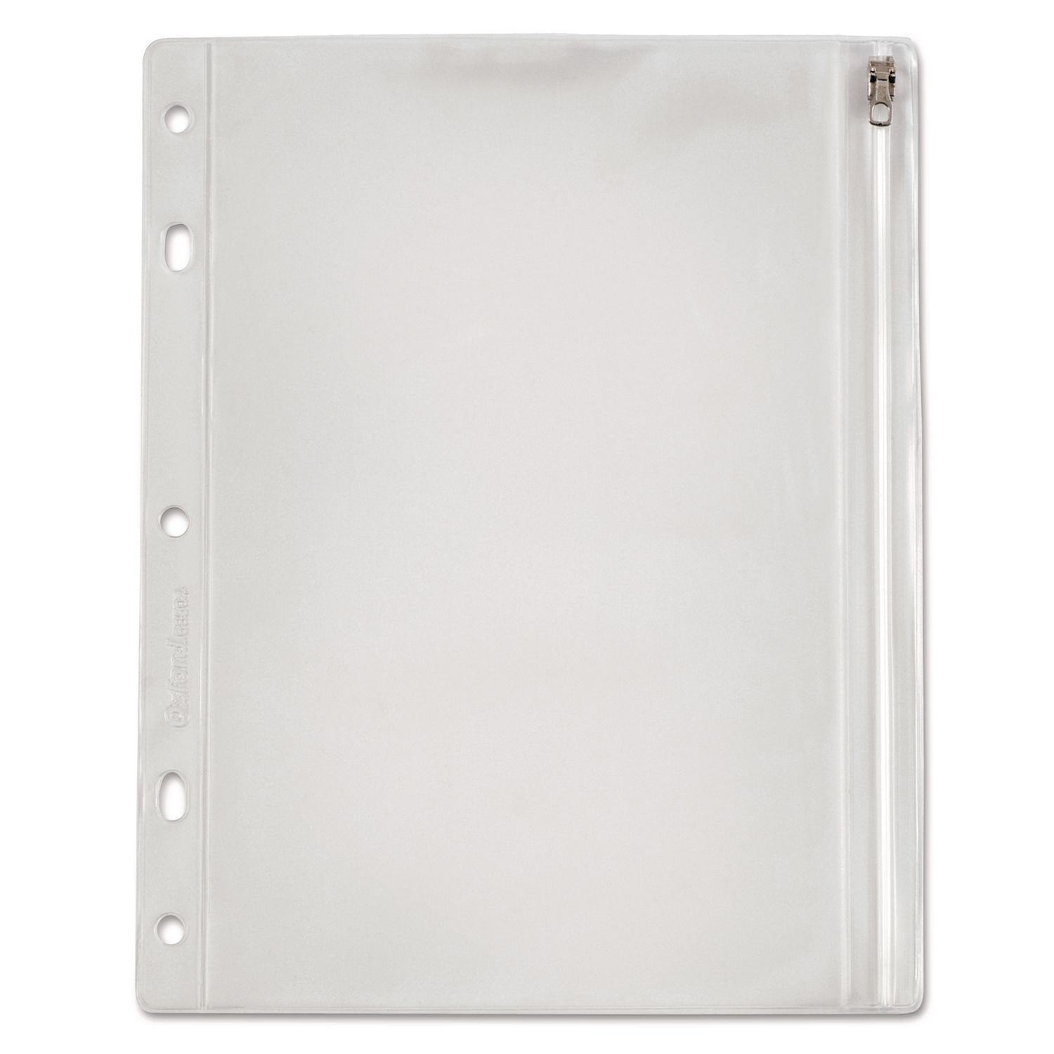 Oxford Zipper Binder Pockets - For 10 1/2" x 8" Sheet - Ring Binder - Rectangular - Clear, White - Poly - 1 Each