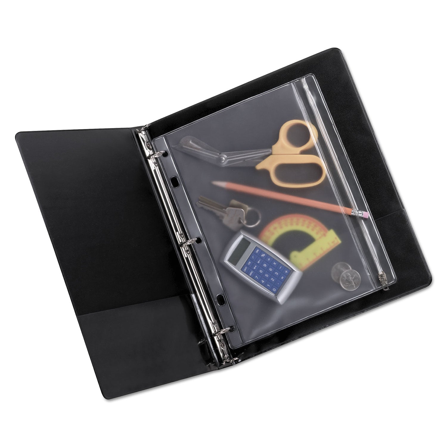 Oxford Zipper Binder Pockets - For 10 1/2" x 8" Sheet - Ring Binder - Rectangular - Clear, White - Poly - 1 Each