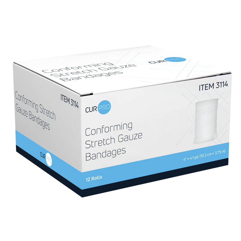 Conforming Stretch Gauze Bandage - Sterile, 4" - 12 pcs per Box/8 boxes per Case