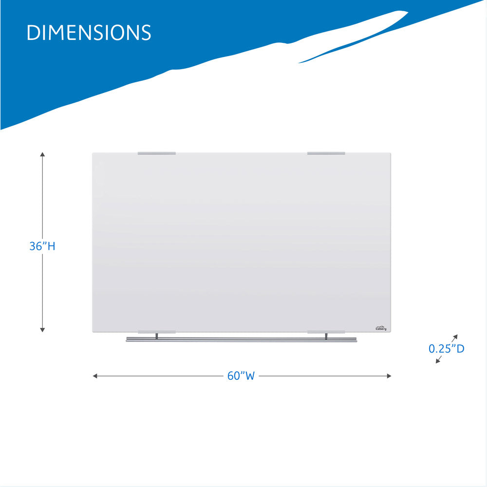 Clarity™ Dry Erase Board, Glass w/Aluminum Trim - 60" x 36"