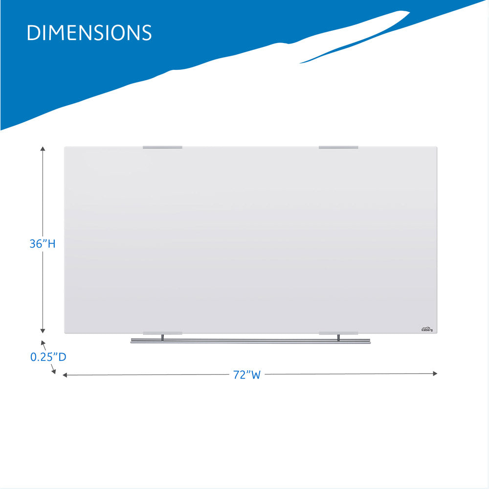 Clarity™ Dry Erase Board, Glass w/Aluminum Trim - 72" x 36"