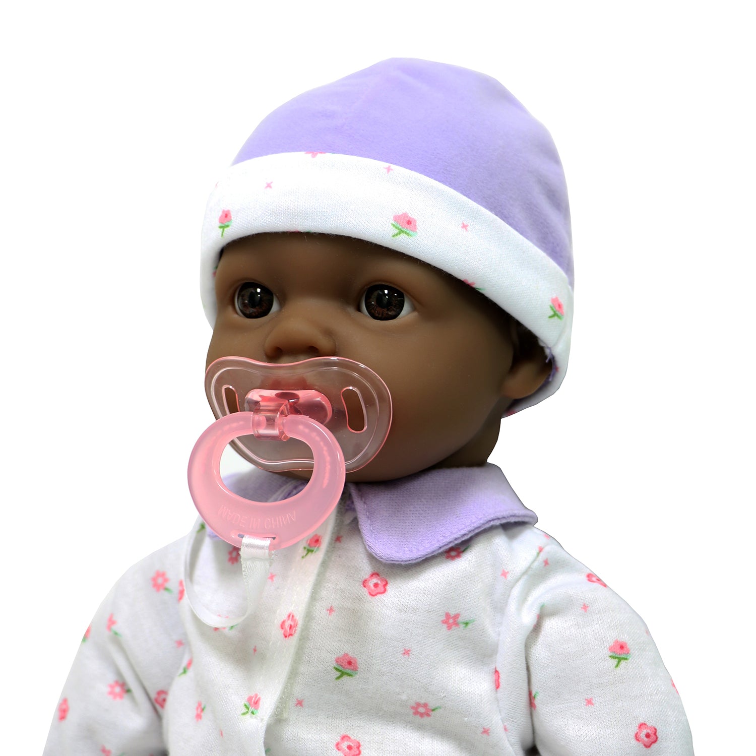 La Baby Soft 16" Baby Doll, Purple with Pacifier, African-American