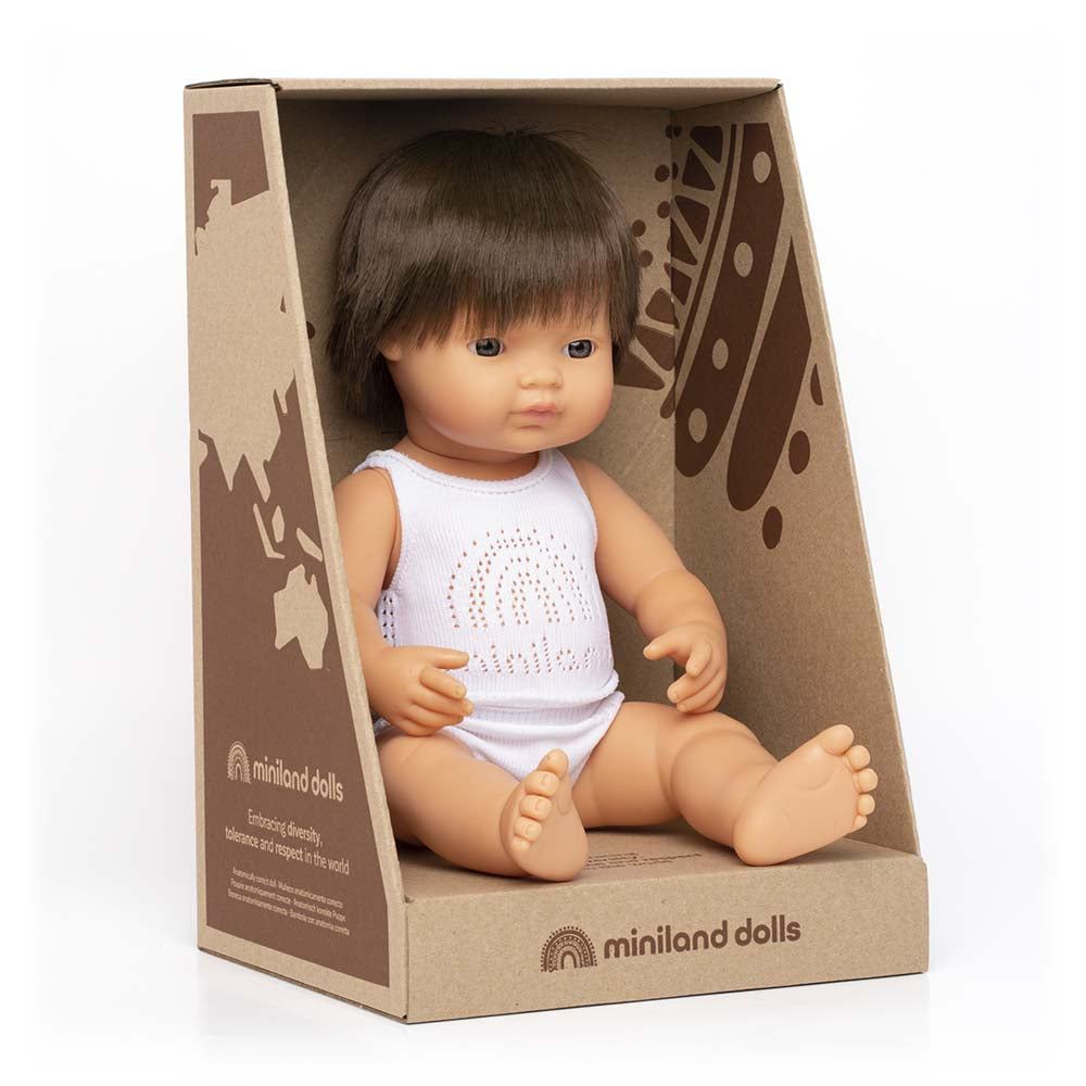 Baby Doll Caucasian Brunette Boy 15"