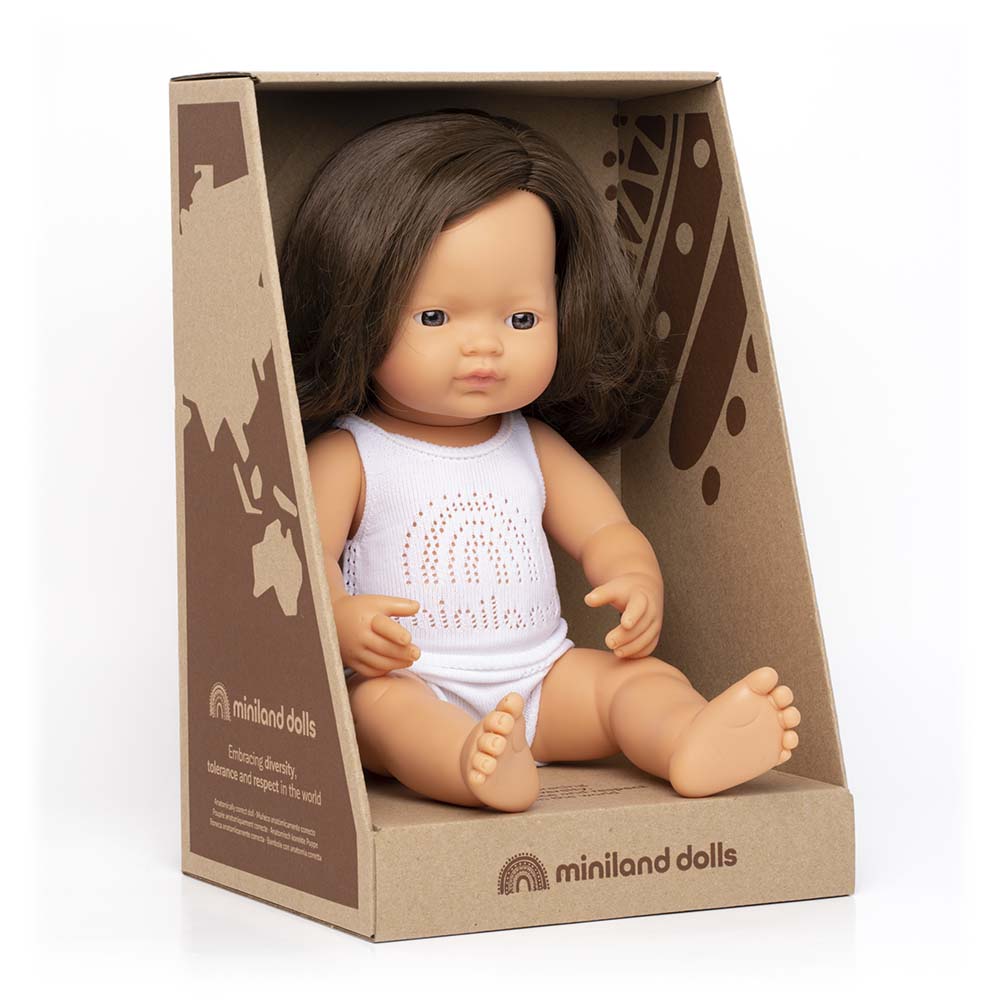 Baby Doll Caucasian Brunette Girl 15"