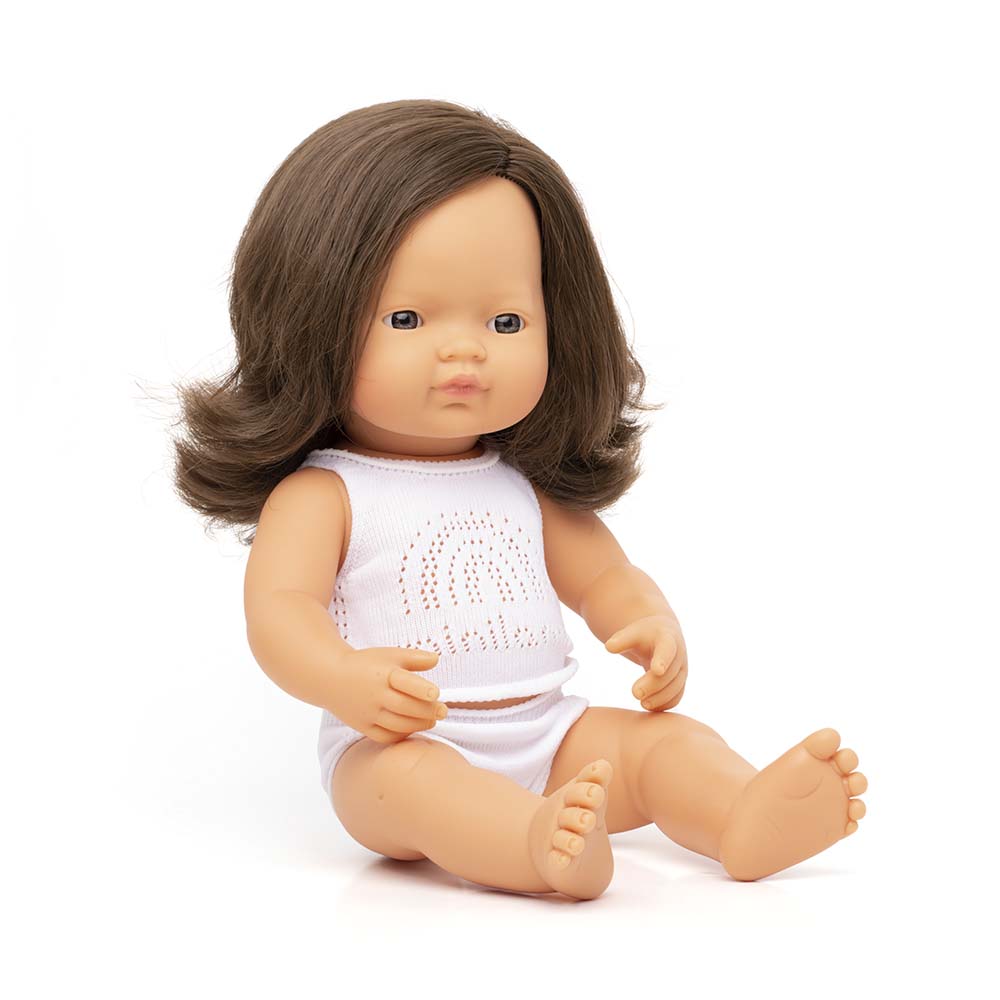 Baby Doll Caucasian Brunette Girl 15"