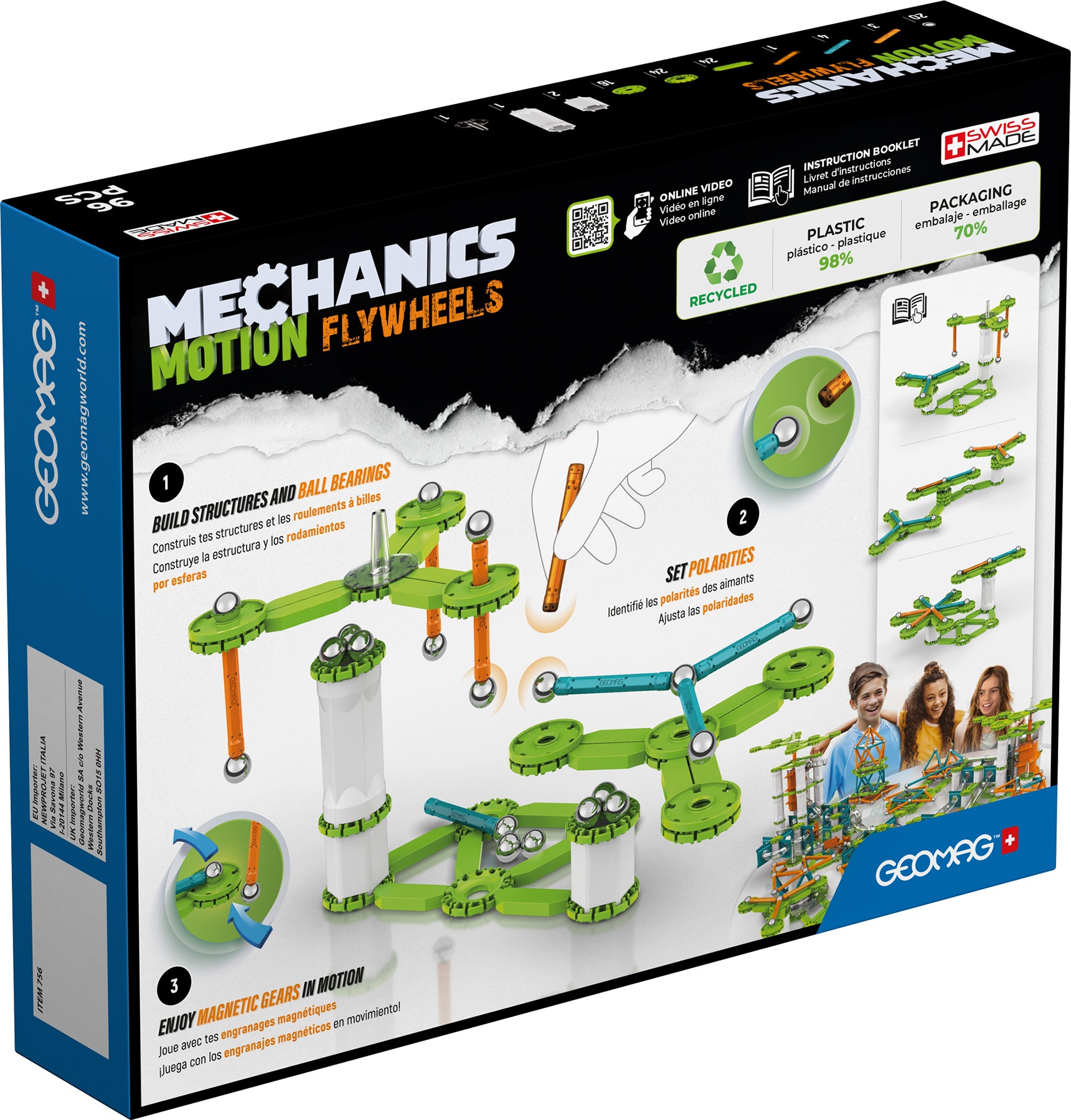 Geomag™ Mechanics Motion, Flywheels, Magnetic Building Set, 96 Pieces