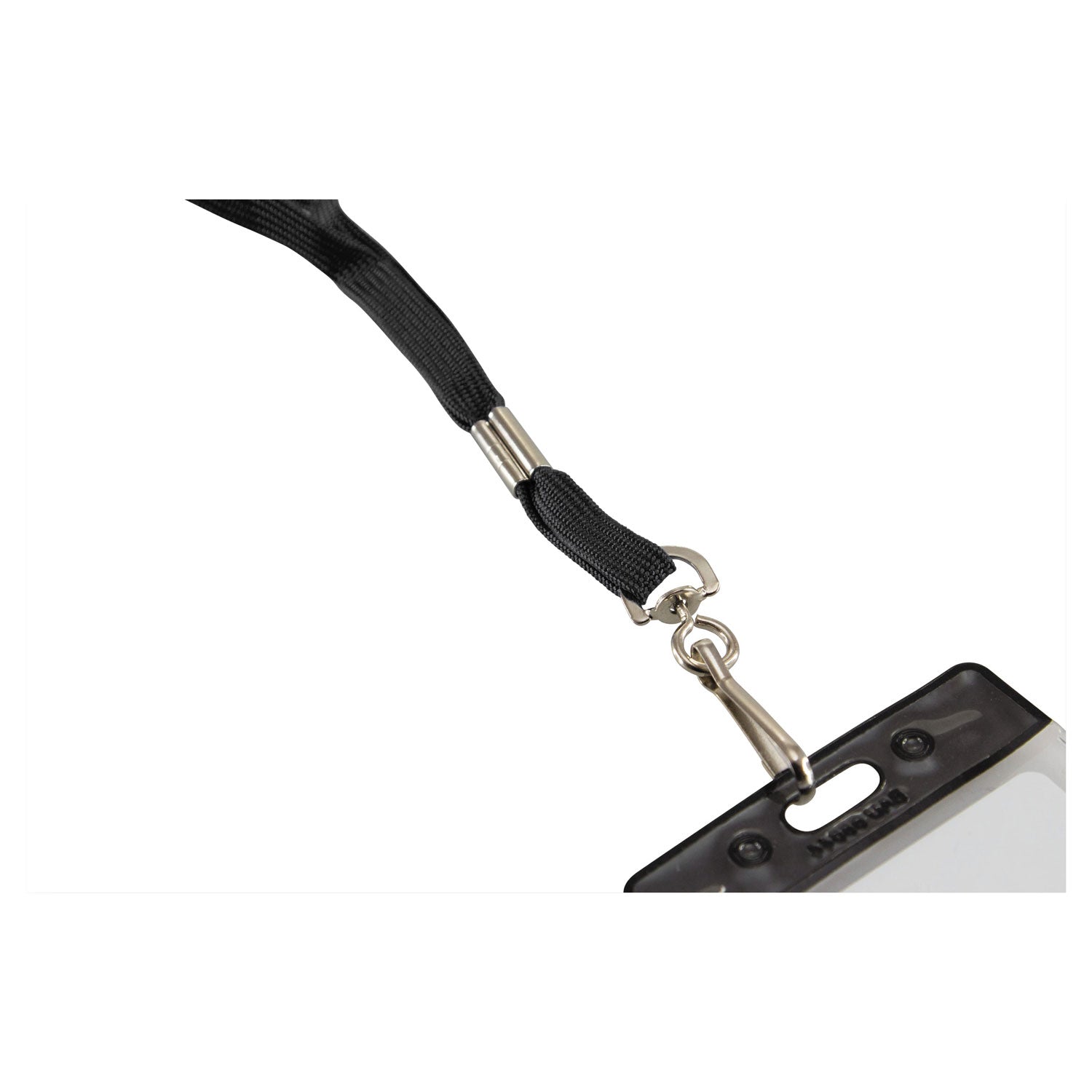 Flat Lanyard with J Hook, Black, Pack of 100