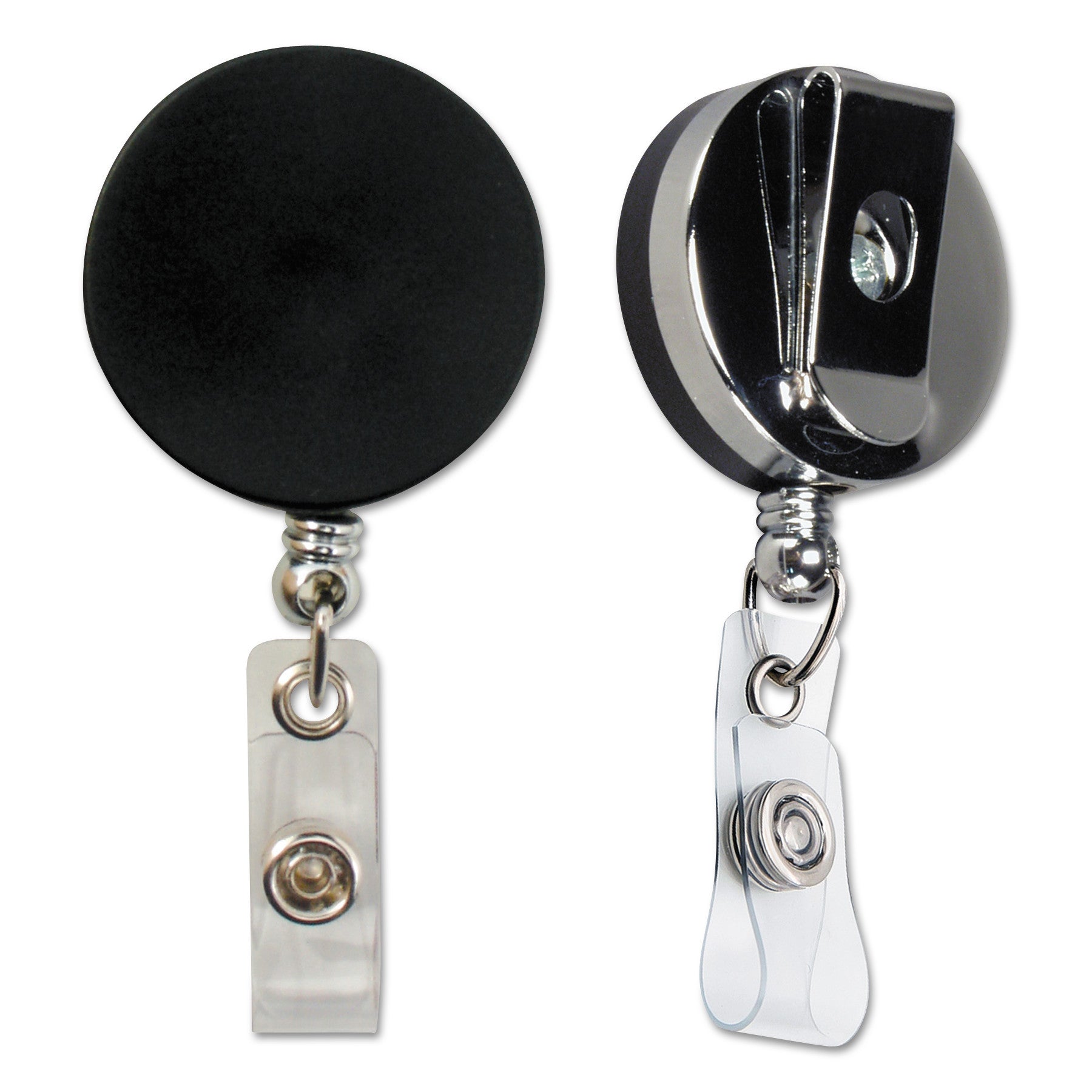 Heavy Duty Round ID Badge Reel with Belt Clip, Black