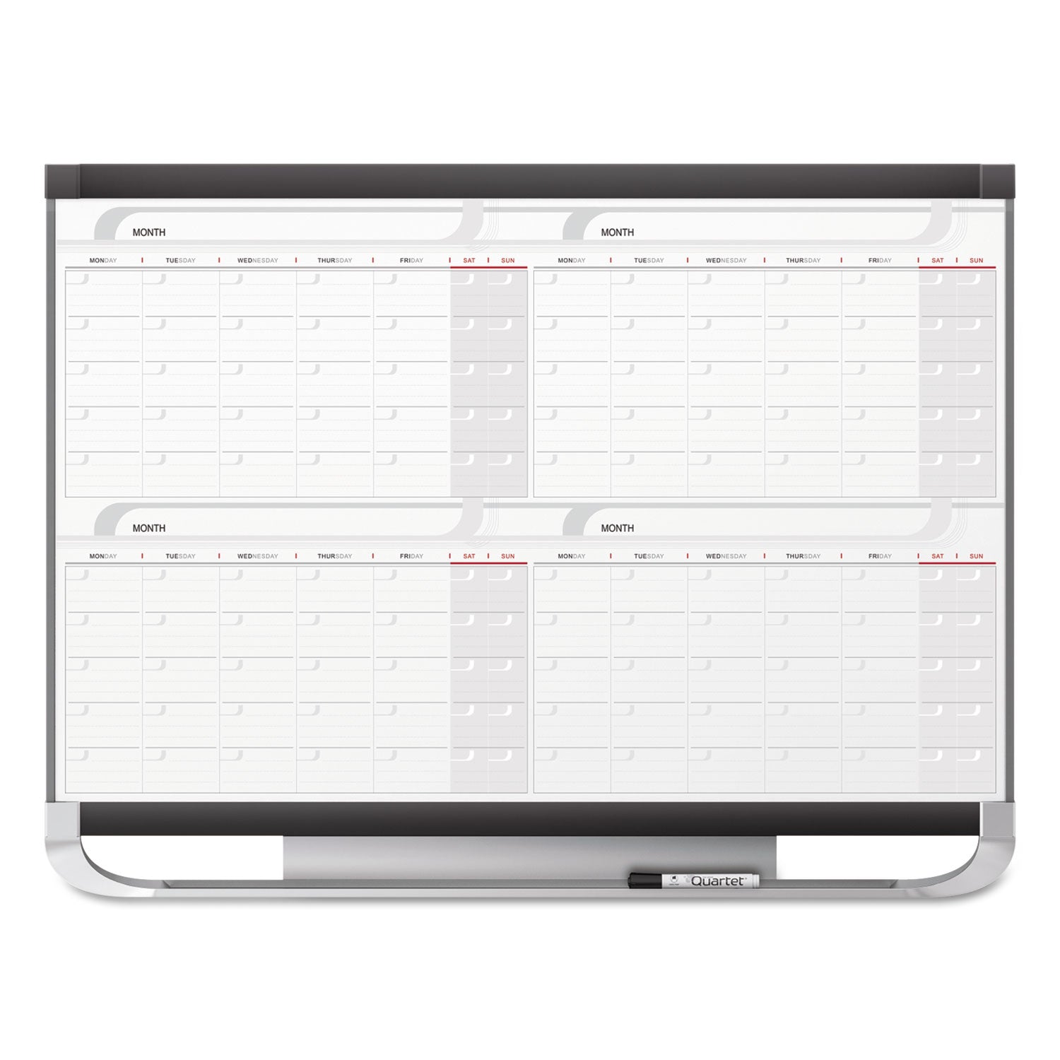 Monthly - 4 Month - Graphite, White - Steel - 36" Height x 48" Width - Marker Tray, Durable, Ghost Resistant, Stain Resistant, Magnetic, Maintenance Schedule, Mountable - 1 Each - TAA Compliant