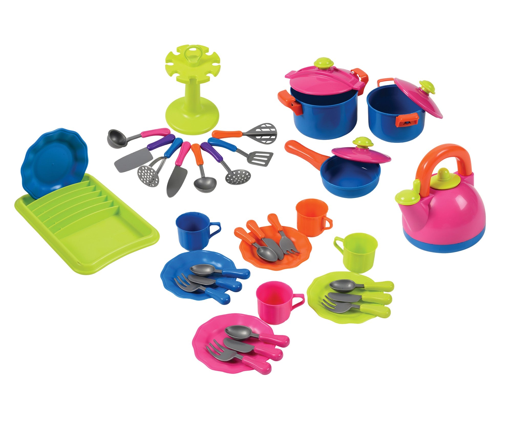 Constructive Playthings  Play Cookware Sets  - Purple, Blue & Green Play Cookware Set