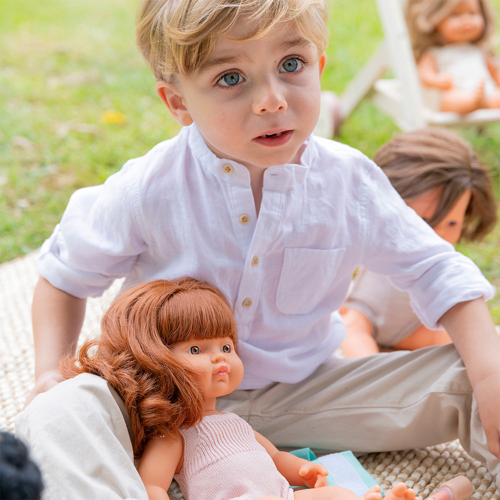 Baby Doll Caucasian Redhead Girl 15" (pink rompers)