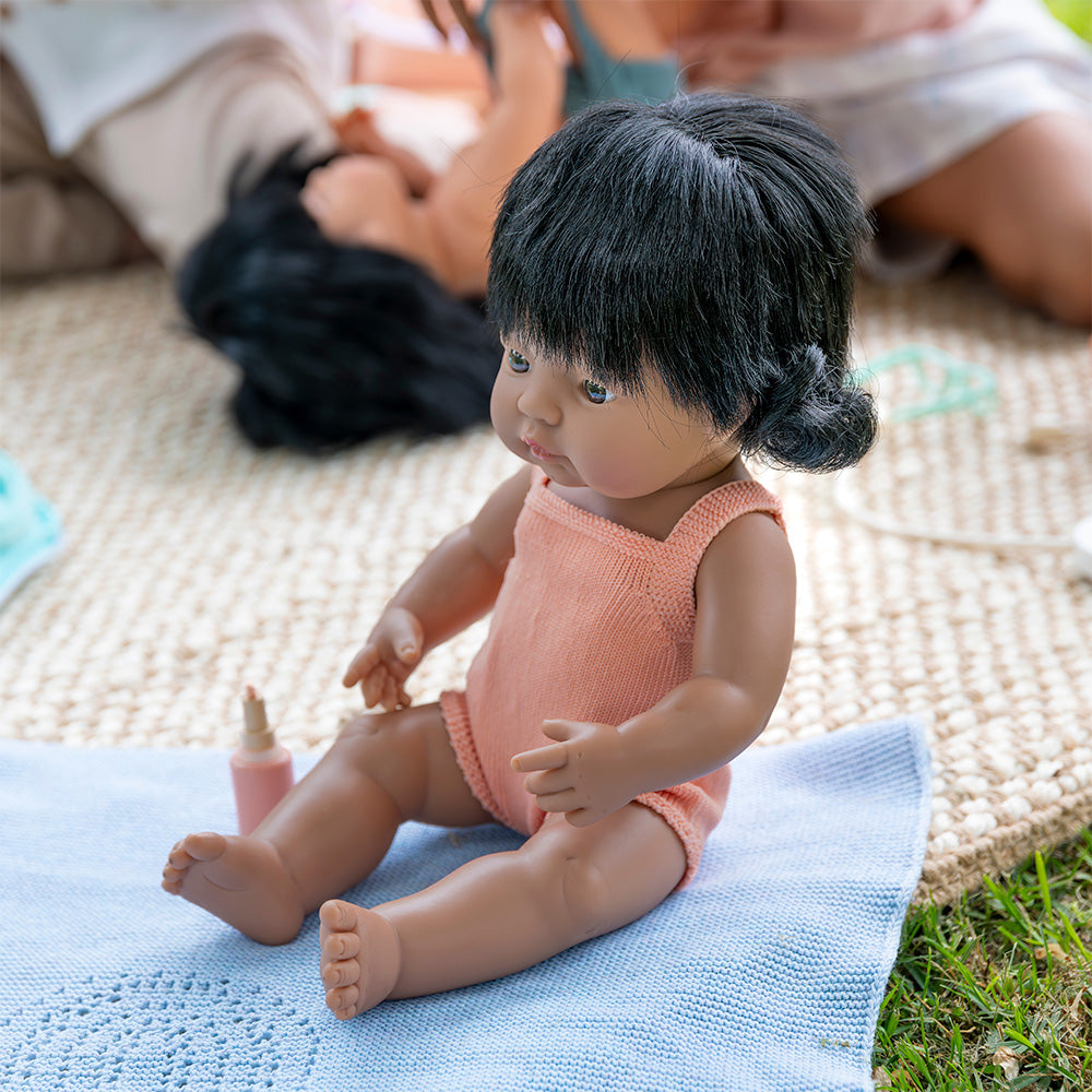 Baby Doll Hispanic Girl 15” (salmon rompers)