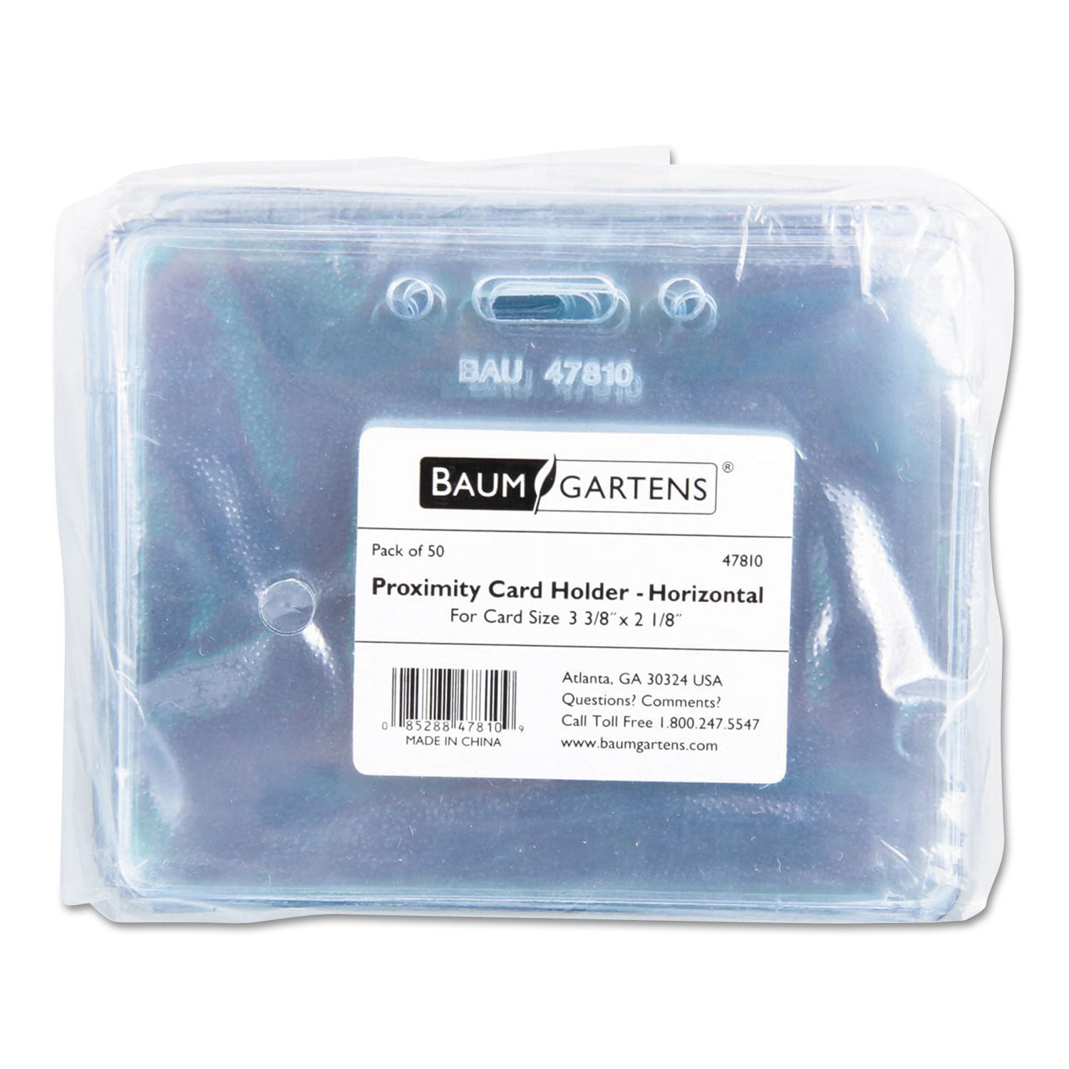 Proximity Badge Holders, Horizontal, Clear, Pack of 50
