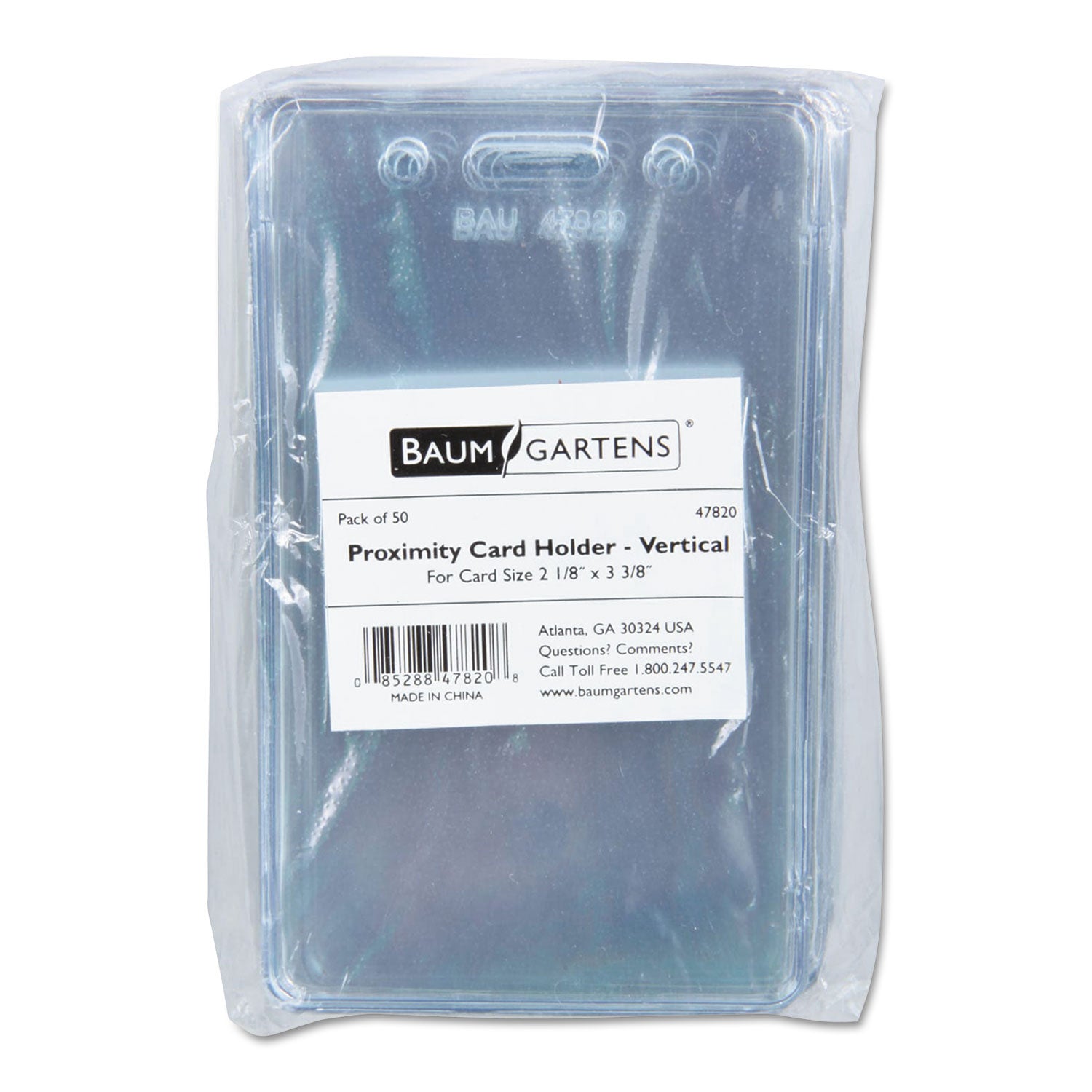 Proximity Badge Holders, Vertical, Clear, Pack of 50