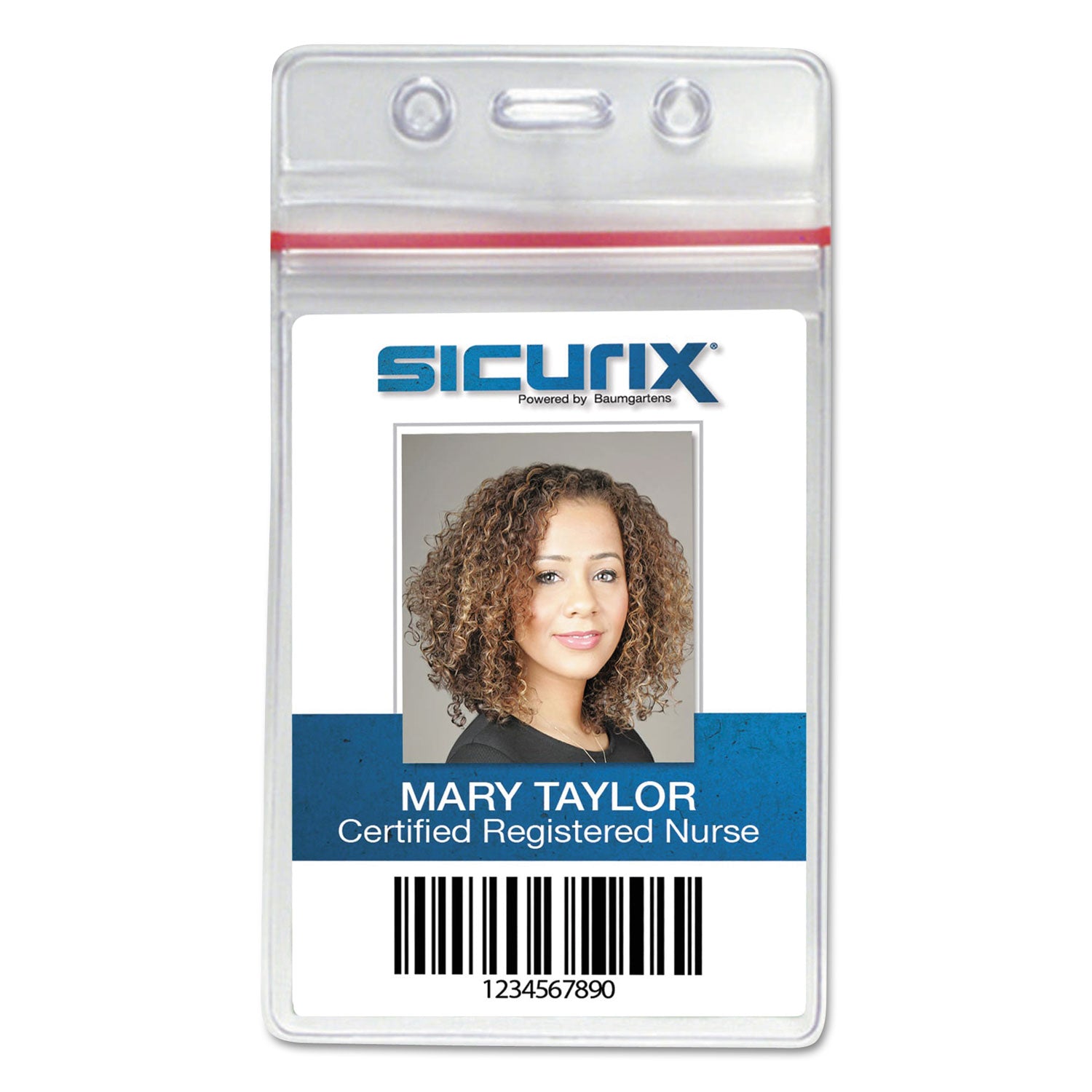 Zip Closure Sealable ID Badge Holders, Vertical, Clear, Pack of 50