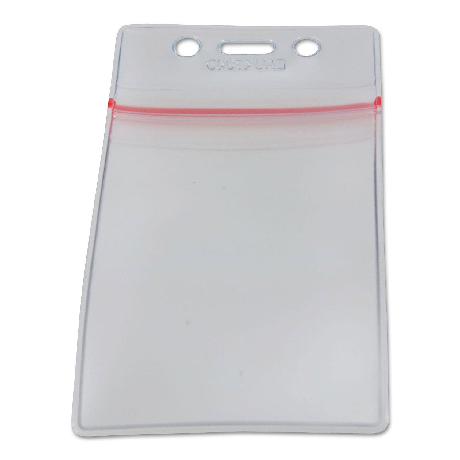 Zip Closure Sealable ID Badge Holders, Vertical, Clear, Pack of 50