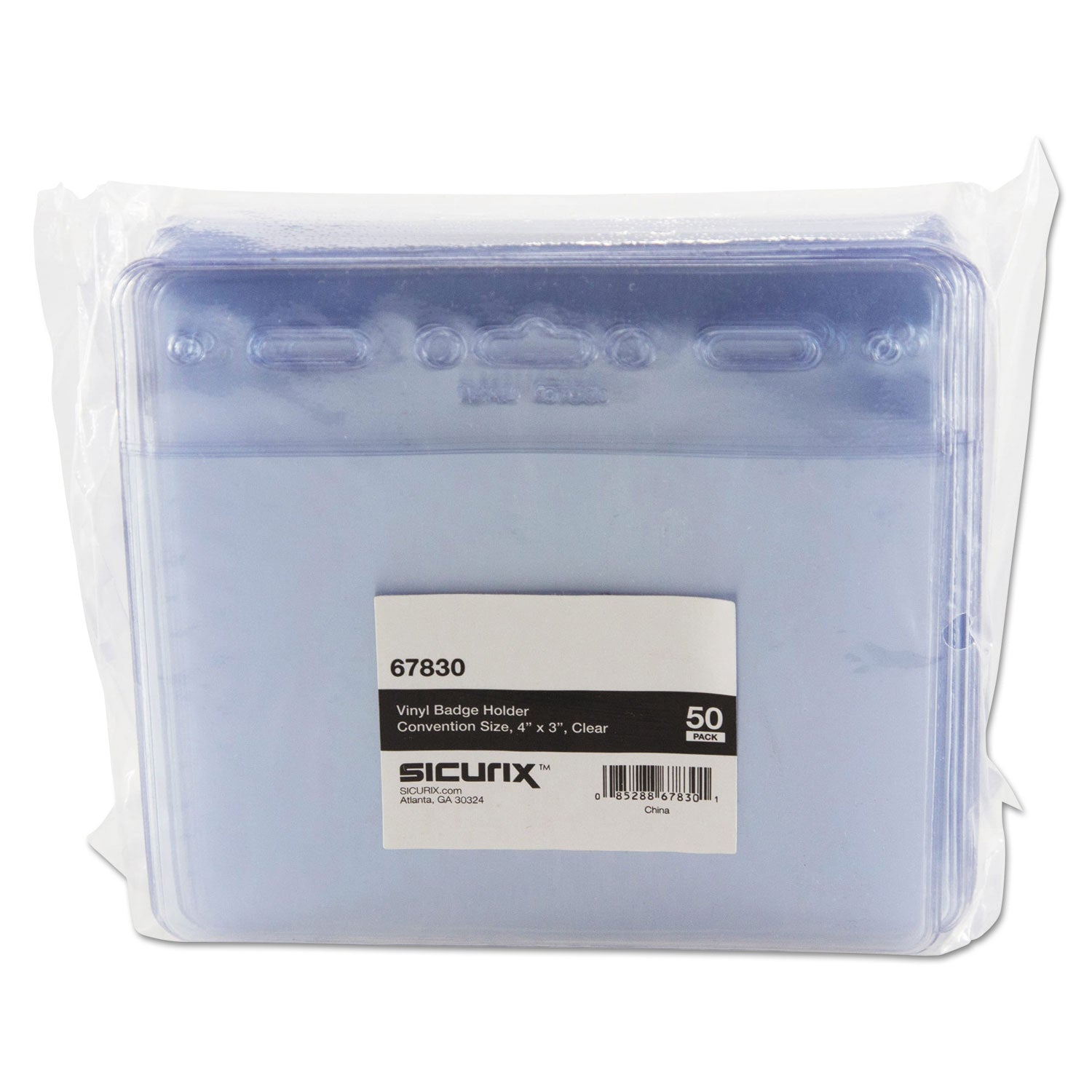 Standard Vinyl Badge Holder, Horizontal, 4" x 3", Pack of 50