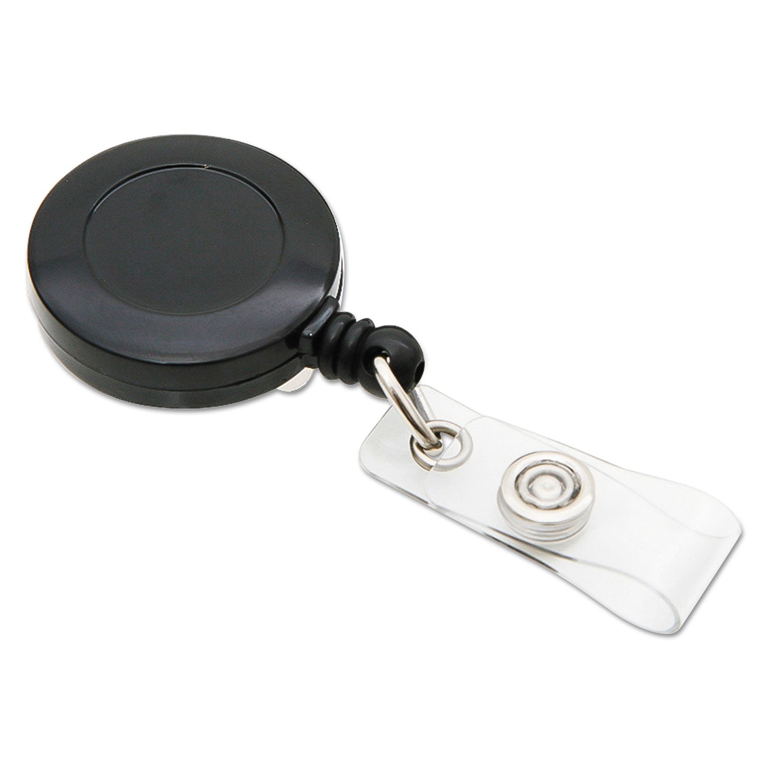 Standard ID Badge Reels, Round Belt Clip Strap, Black, Pack of 25