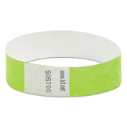Sequentially Numbered Security Wristbands, 3/4", Green, Pack of 100