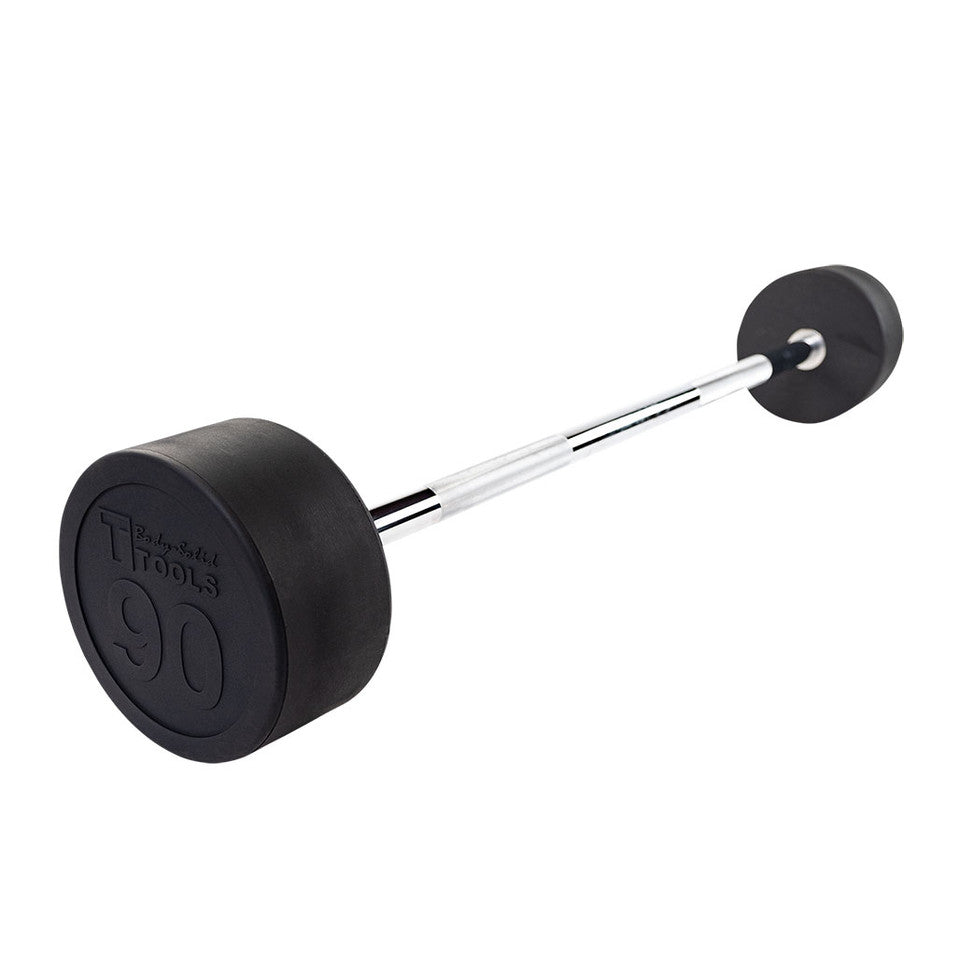 Rubber Coated Fixed Straight Barbell, 90Lb
