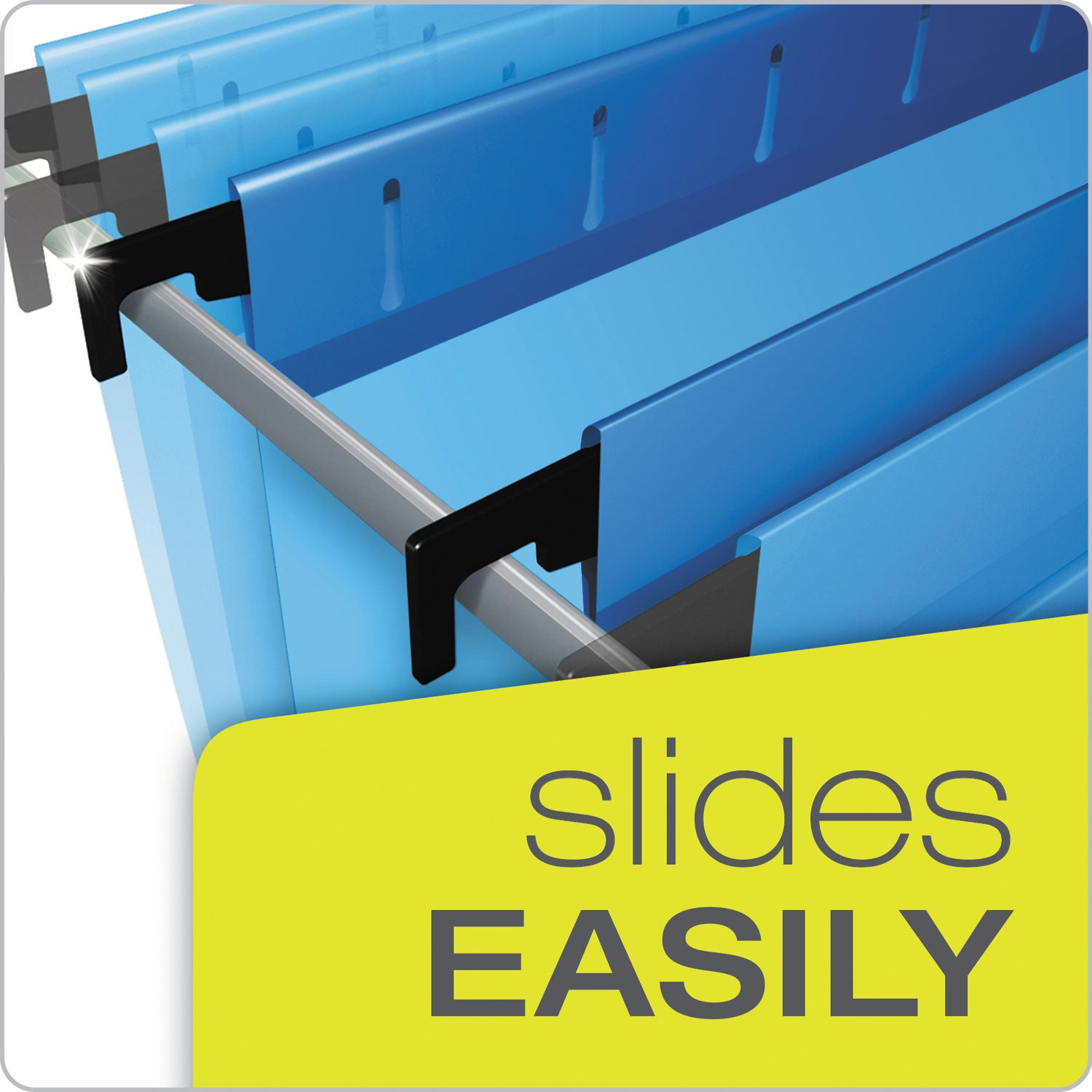 Pendaflex SureHook Letter Recycled Hanging Folder - 8 1/2" x 11" - 3" Expansion - Blue - Slip Resistant, Durable - 10% Recycled - 25 / Box