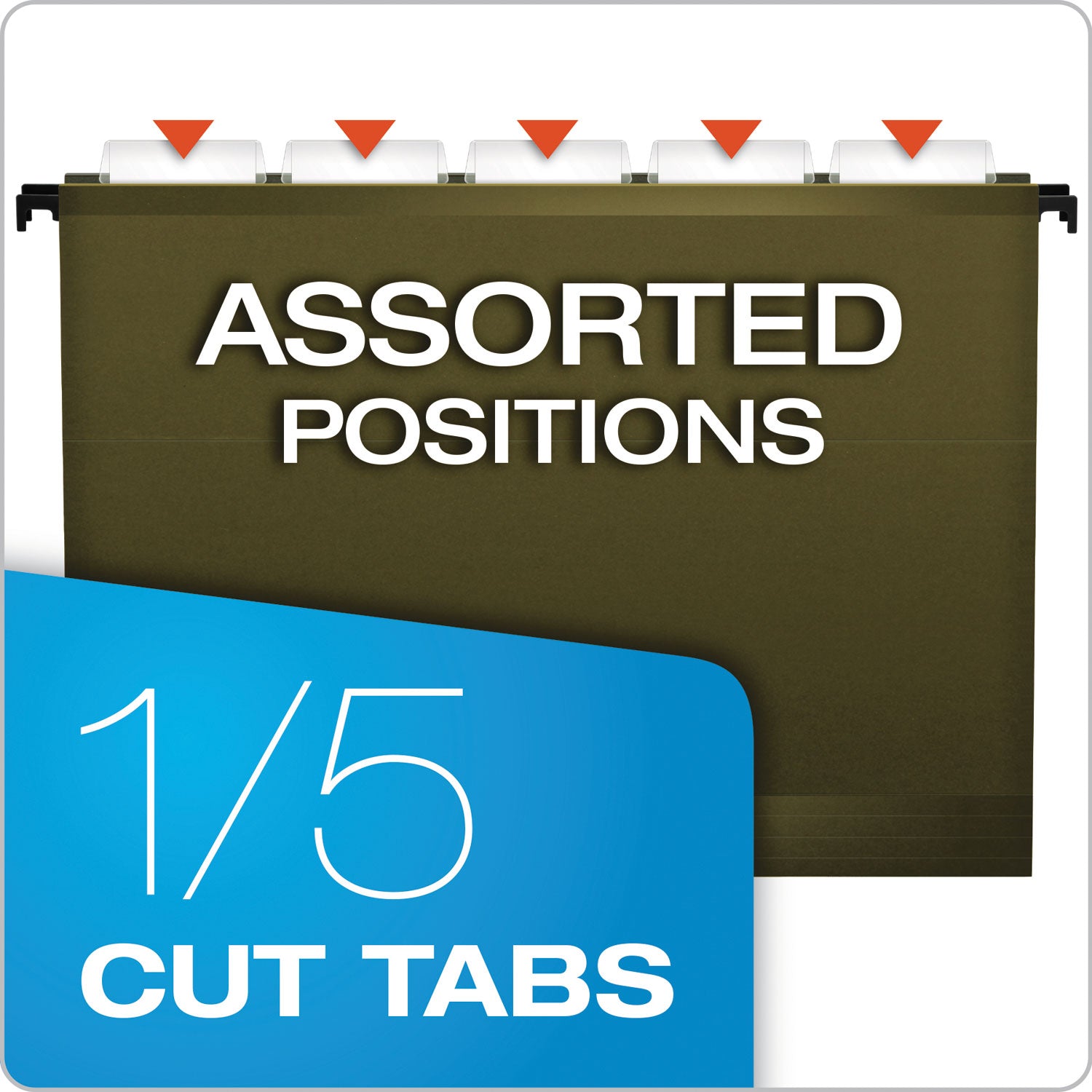 Pendaflex SureHook 1/5 Tab Cut Letter Recycled Hanging Folder - 8 1/2" x 11" - Green - Reinforced, Acid-free, Durable - 10% Recycled - 20 / Box
