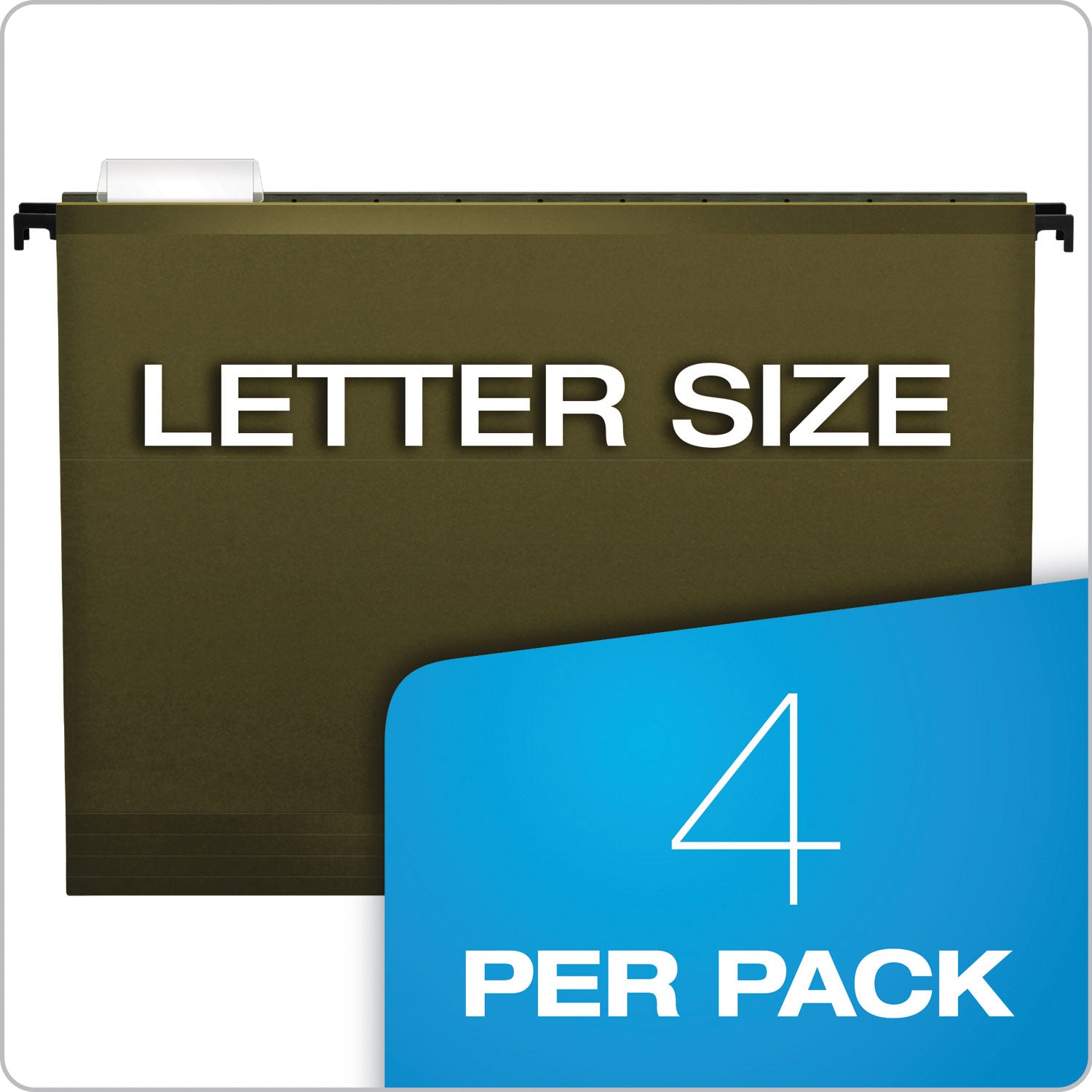 Pendaflex SureHook Letter Size Recycled Hanging Folders, 3-1/2" Expansion, 11 pt. Poly, Standard Green, Reinforced, Acid-Free, 4 Pack
