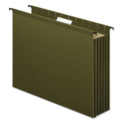Pendaflex SureHook Letter Size Recycled Hanging Folders, 3-1/2" Expansion, 11 pt. Poly, Standard Green, Reinforced, Acid-Free, 4 Pack