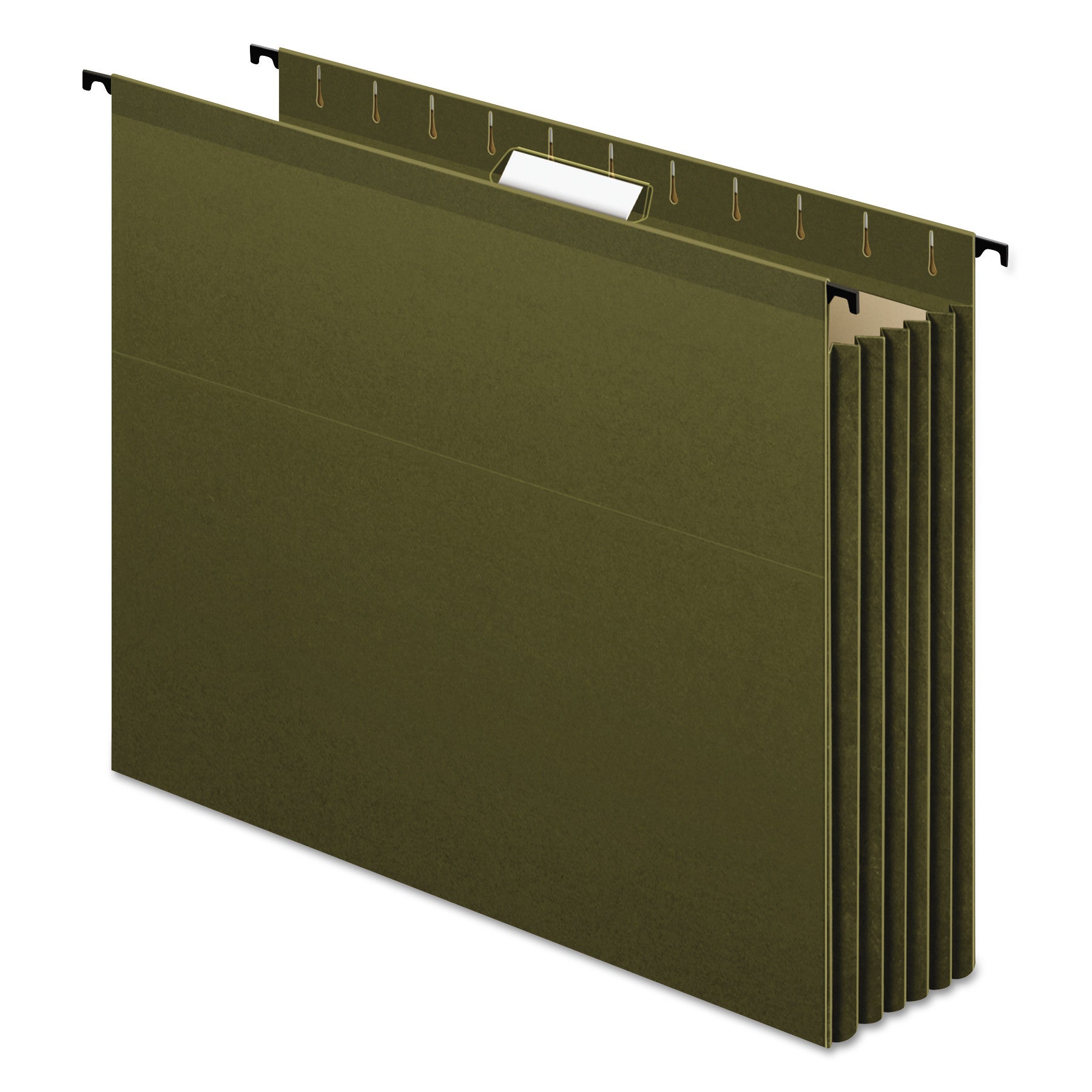 Pendaflex SureHook Letter Size Recycled Hanging Folders, 3-1/2" Expansion, 11 pt. Poly, Standard Green, Reinforced, Acid-Free, 4 Pack
