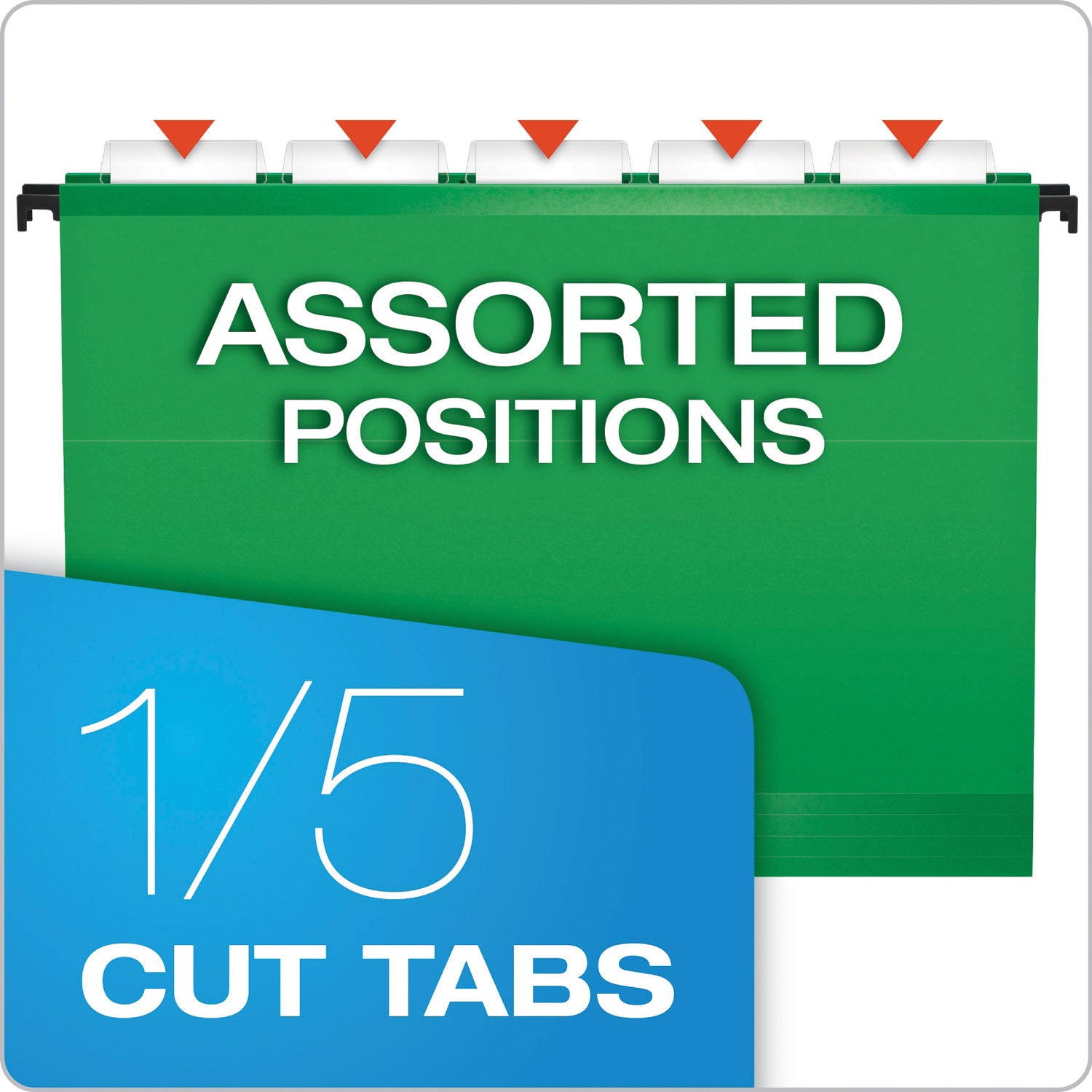 Pendaflex SureHook 1/5 Tab Cut Letter Recycled Hanging Folder - 8 1/2" x 11" - Bright Green - Acid-free, Durable, Reinforced - 10% Recycled - 20 / Box