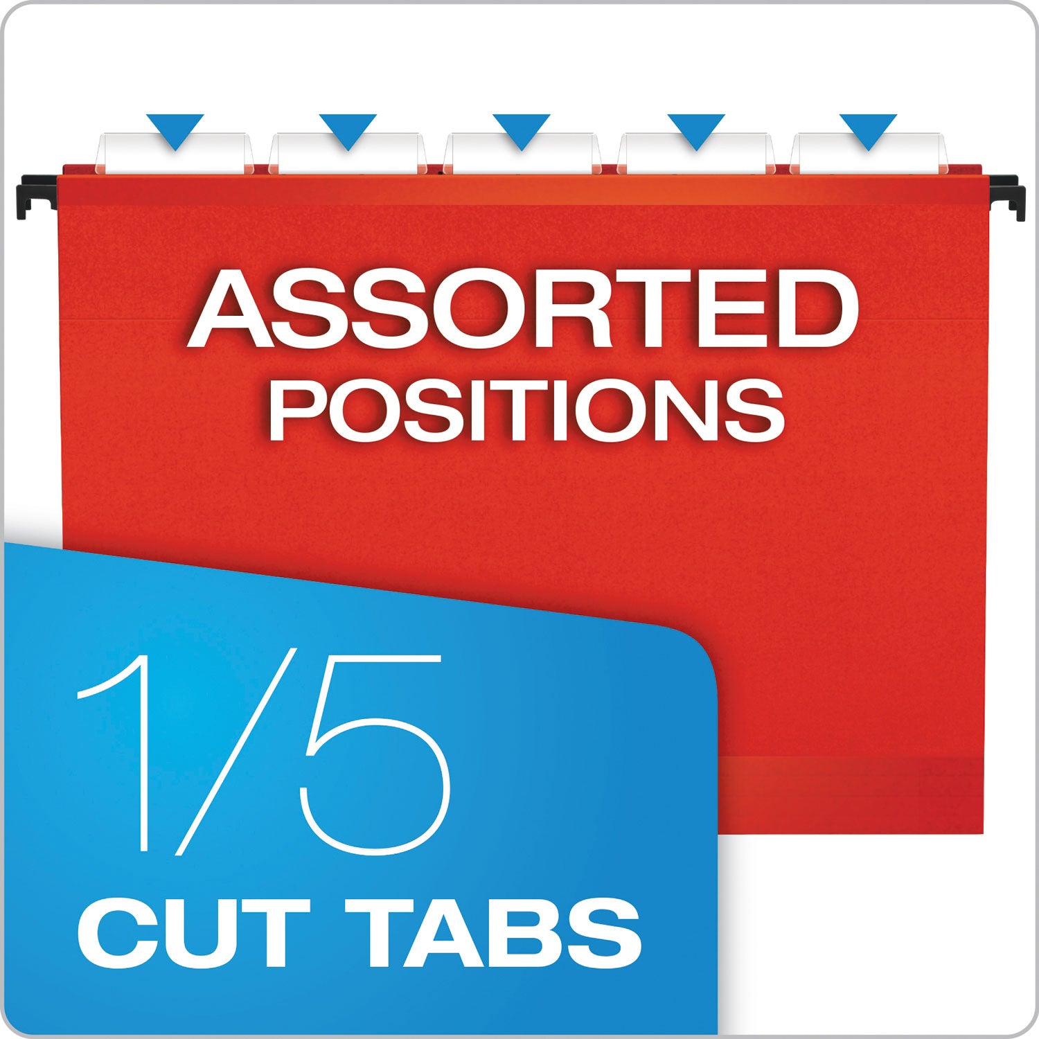 Pendaflex SureHook 1/5 Tab Cut Letter Recycled Hanging Folder - 8 1/2" x 11" - Red - Acid-free, Durable, Reinforced - 10% Recycled - 20 / Box
