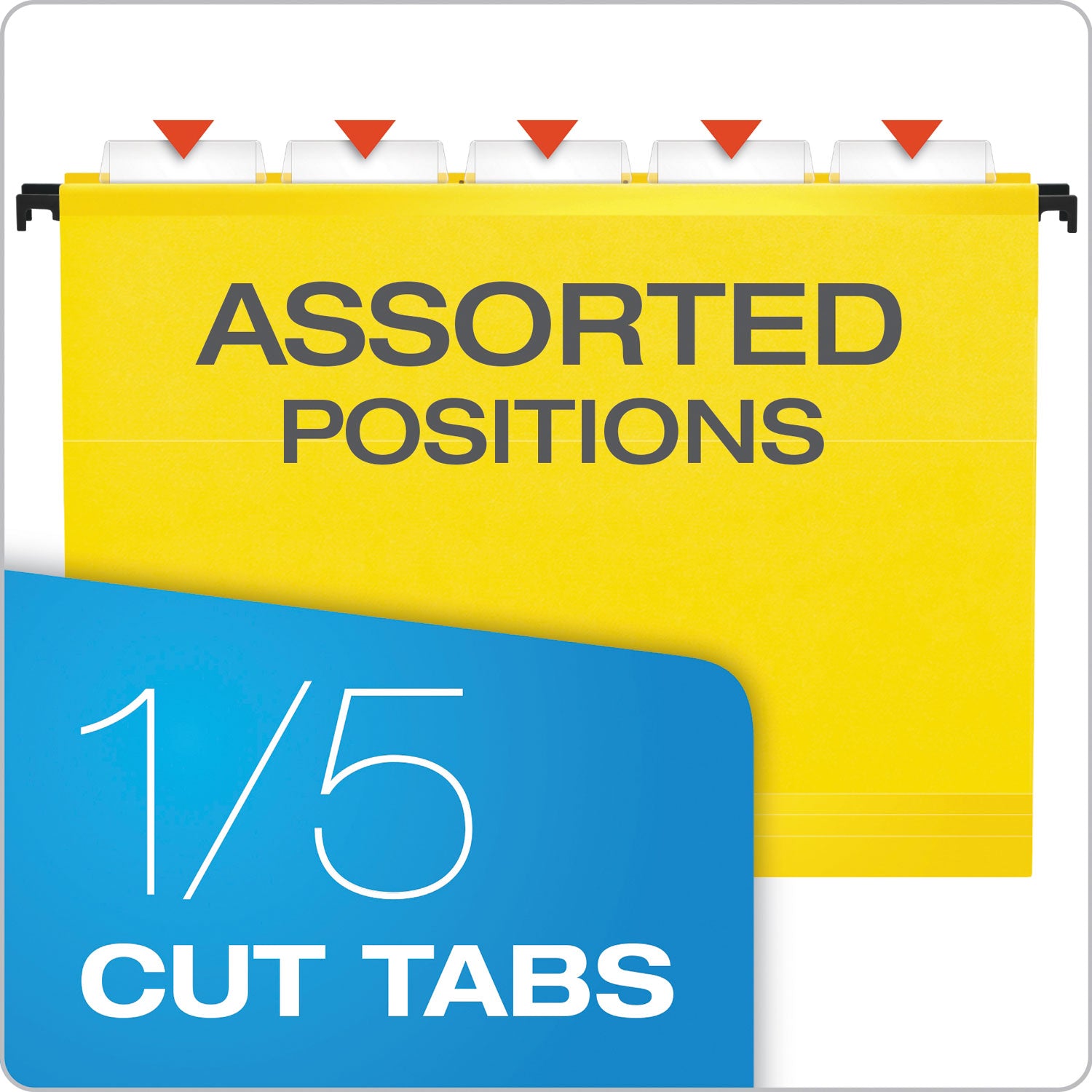 Pendaflex SureHook 1/5 Tab Cut Letter Recycled Hanging Folder - 8 1/2" x 11" - Yellow - Acid-free, Reinforced, Durable - 10% Recycled - 20 / Box