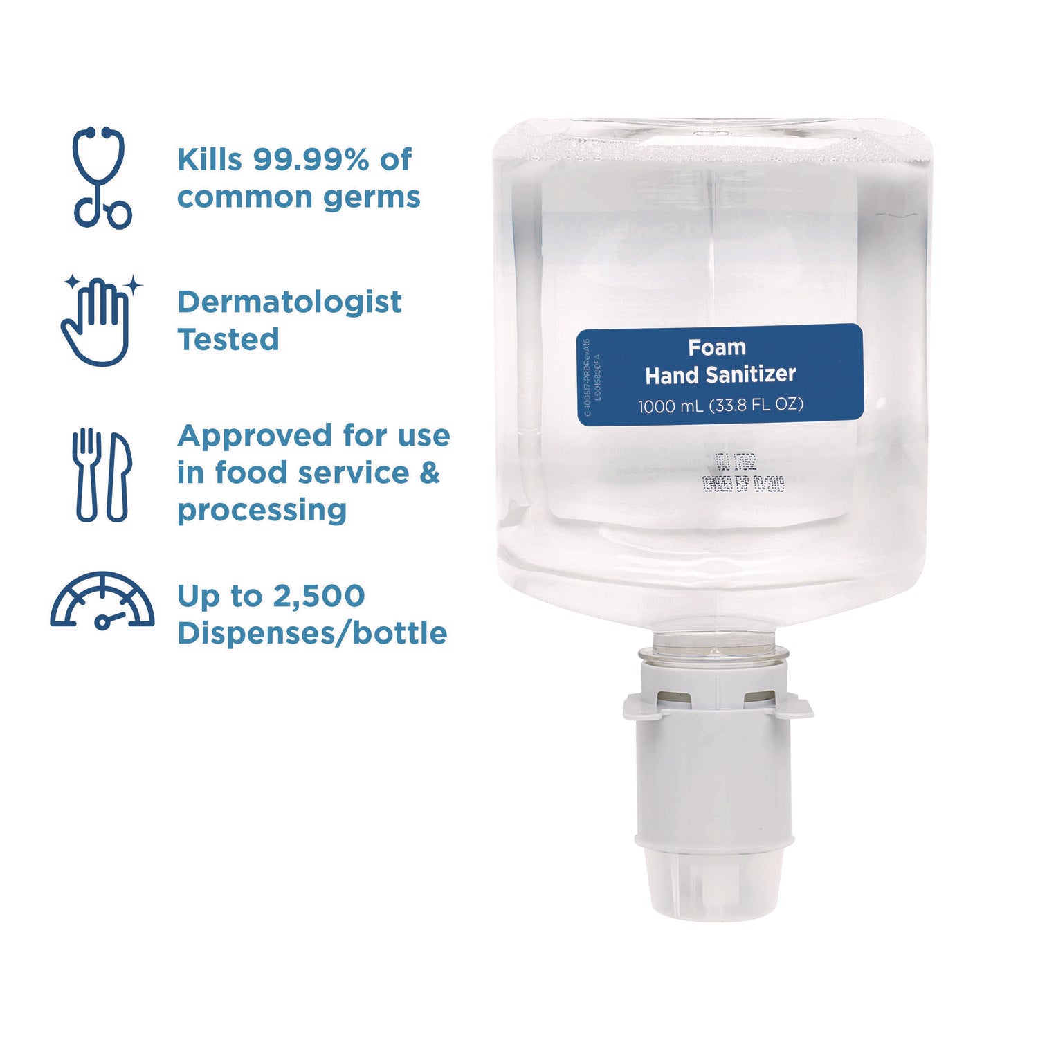 Pacific Blue Ultra Hand Sanitizer Foam Refill - 1.06 quart - Squeeze Bottle Dispenser - Kill Germs - Hand, Skin - Moisturizing - Clear - Dye-free, Fragrance-free, Food-safe - 4 / Carton
