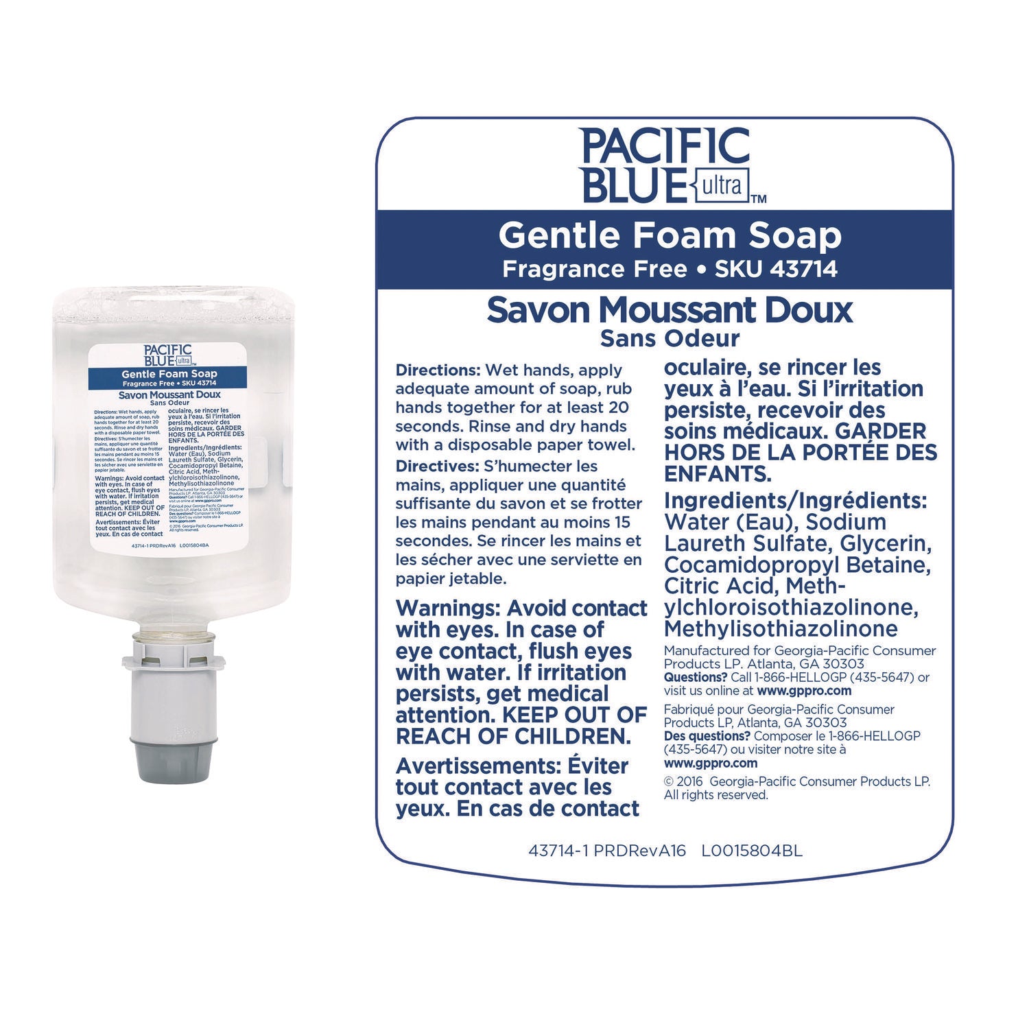 1.27 quart - Squeeze Bottle Dispenser - Dirt Remover, Bacteria Remover - Skin - Clear - Dye-free, Rich Lather, Bio-based, VOC-free, pH Balanced, Fragrance-free - 4 / Carton