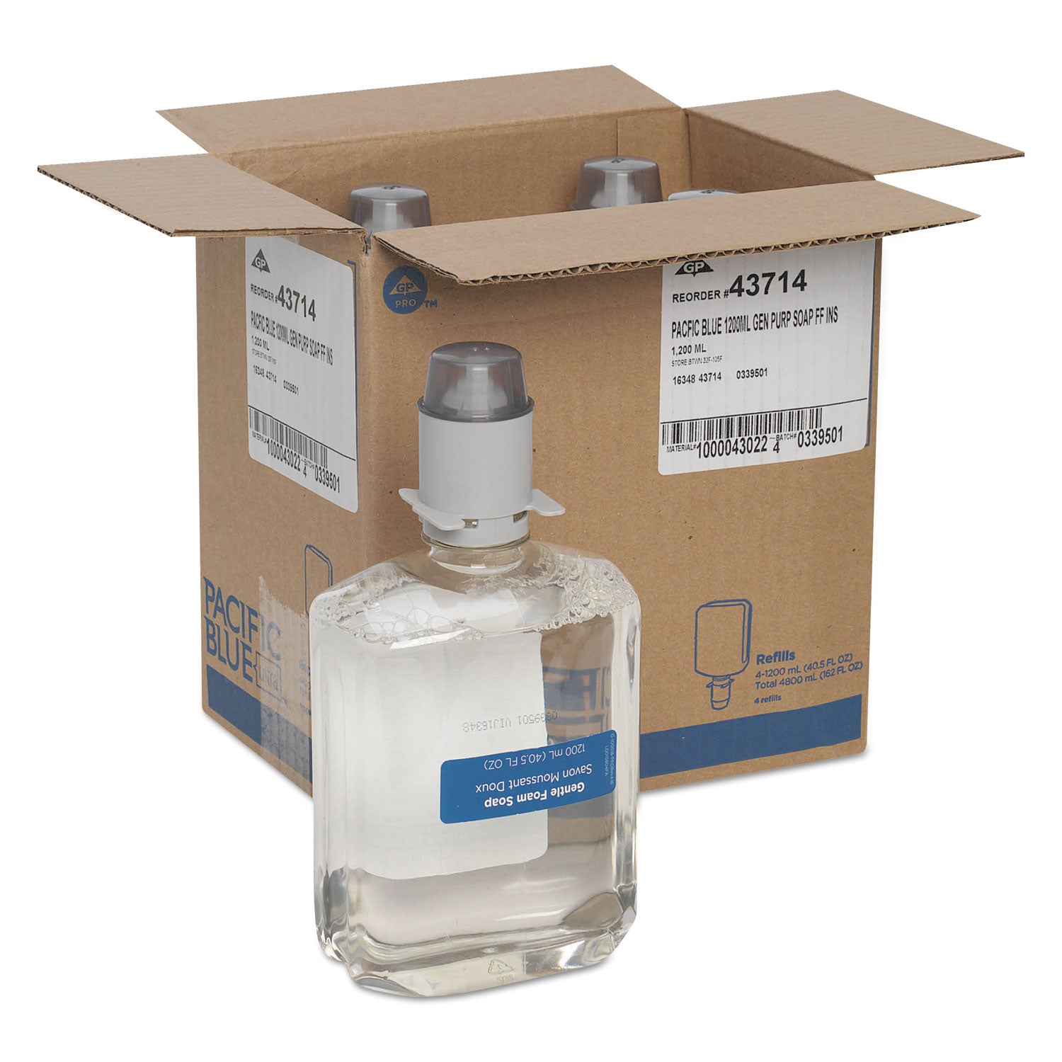 1.27 quart - Squeeze Bottle Dispenser - Dirt Remover, Bacteria Remover - Skin - Clear - Dye-free, Rich Lather, Bio-based, VOC-free, pH Balanced, Fragrance-free - 4 / Carton
