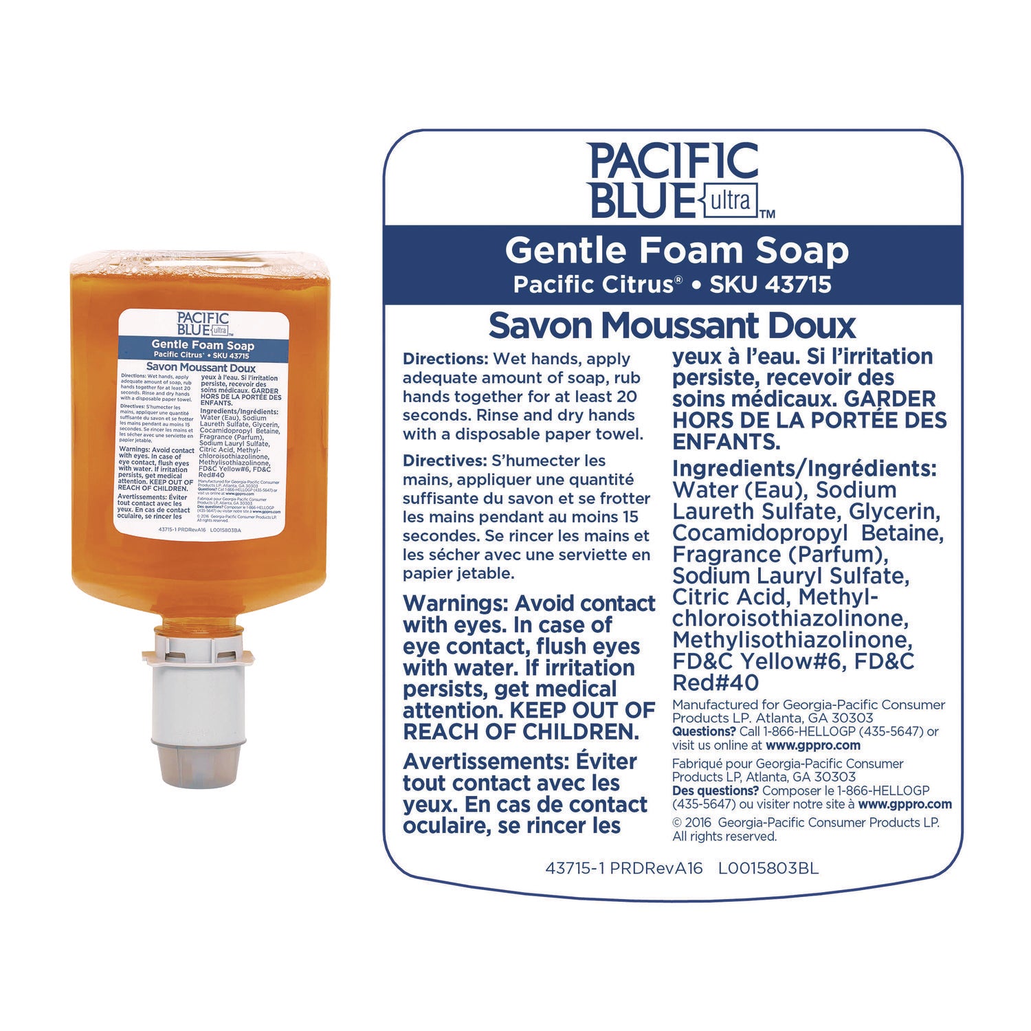 Pacific Citrus Scent - 1.27 quart - Squeeze Bottle Dispenser - Dirt Remover, Bacteria Remover - Skin - Orange - Rich Lather, Bio-based, VOC-free, pH Balanced - 4 / Carton