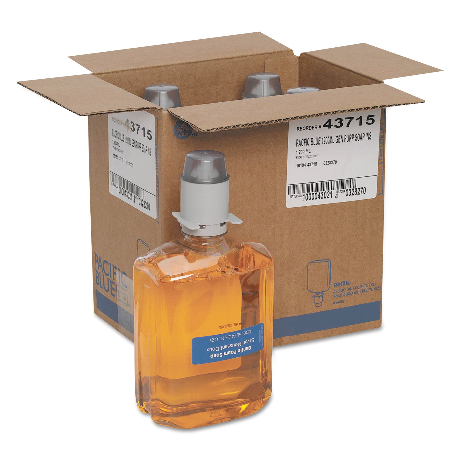Pacific Citrus Scent - 1.27 quart - Squeeze Bottle Dispenser - Dirt Remover, Bacteria Remover - Skin - Orange - Rich Lather, Bio-based, VOC-free, pH Balanced - 4 / Carton