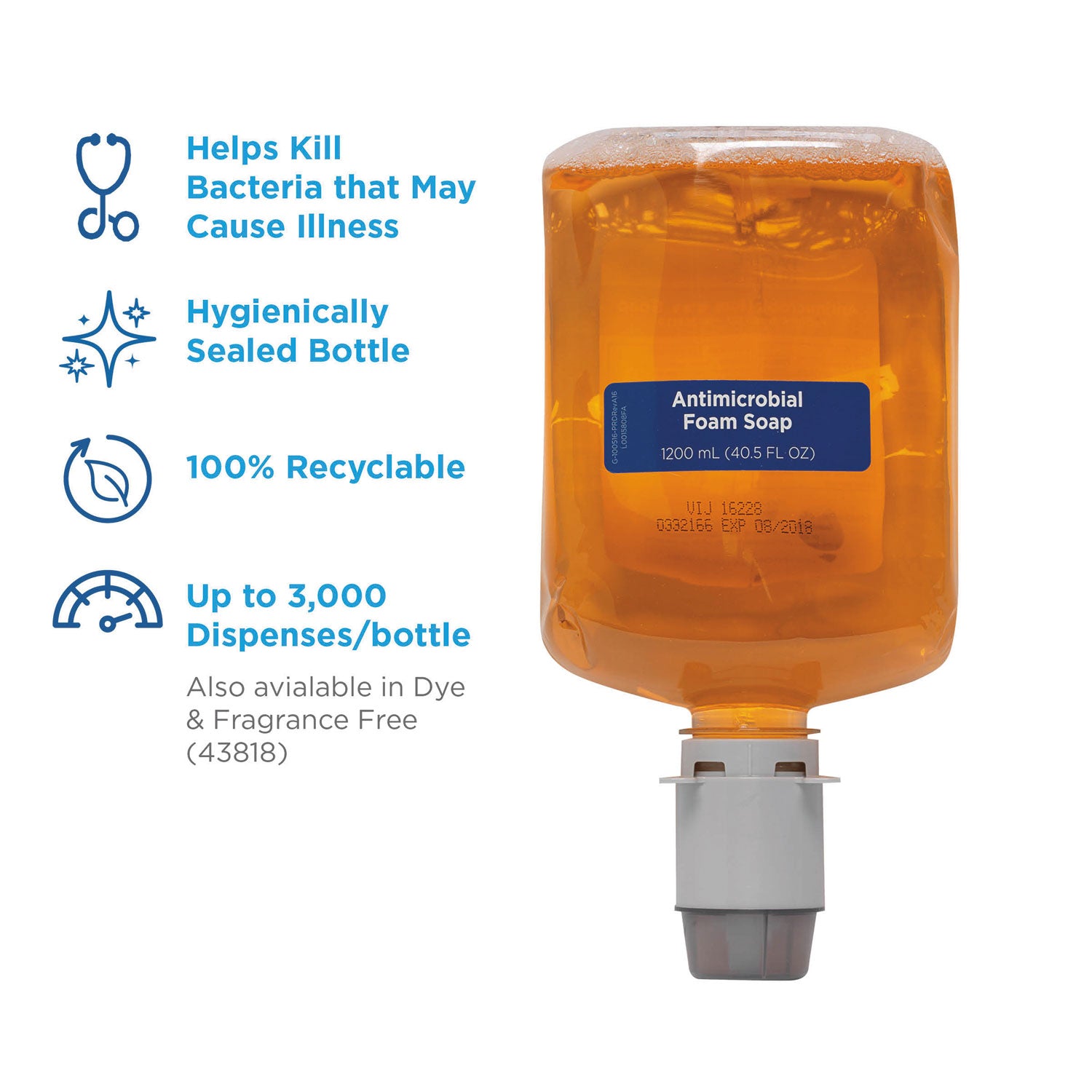 Pacific Citrus Scent - 1.27 quart - Squeeze Bottle Dispenser - Bacteria Remover, Kill Germs - Hand - Moisturizing - Orange - Bio-based, Dye-free - 4 / Carton