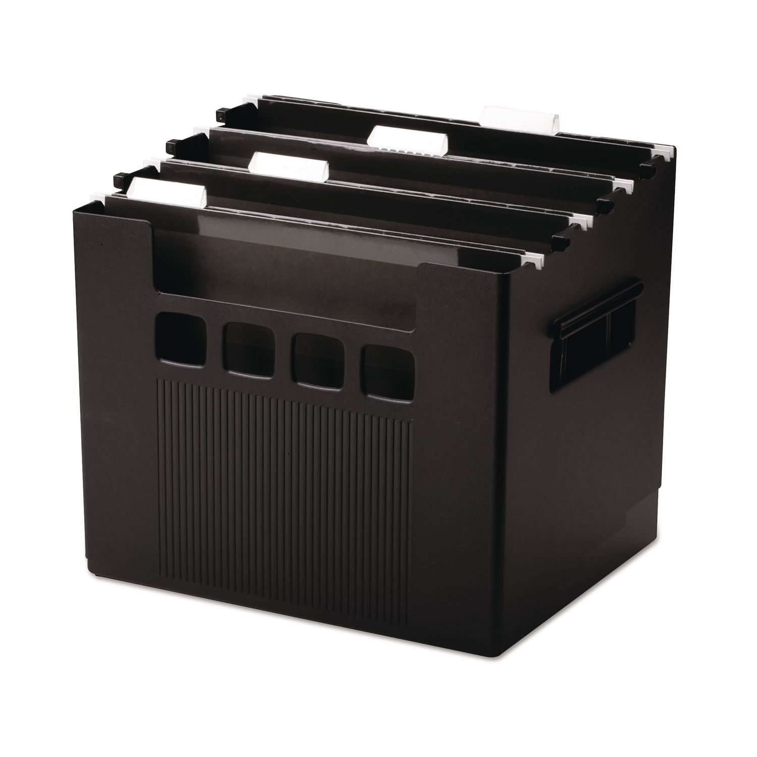External Dimensions: 12.8" Width x 10" Depth x 11" Height - Media Size Supported: Letter - Plastic - Black - For Hanging Folder - 1 Each