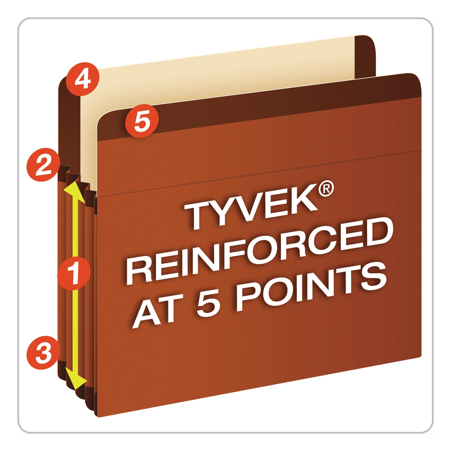 Pendaflex Letter Recycled Expanding File - 8 1/2" x 11" - 3 1/2" Expansion - Red Fiber - Red Fiber - Moisture Resistant, Rip Resistant, Laminated, Spill Proof, Reinforced Gusset, Durable, Acid-free - 10% Recycled - 10 / Box